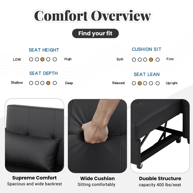 Convertible Sleeper Bed, Adjustable Oversized Armchair With 3 USB Ports