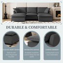 Sectional Sofa With Ottoman Cloud Couch Set With Throw Pillows, Free Combination