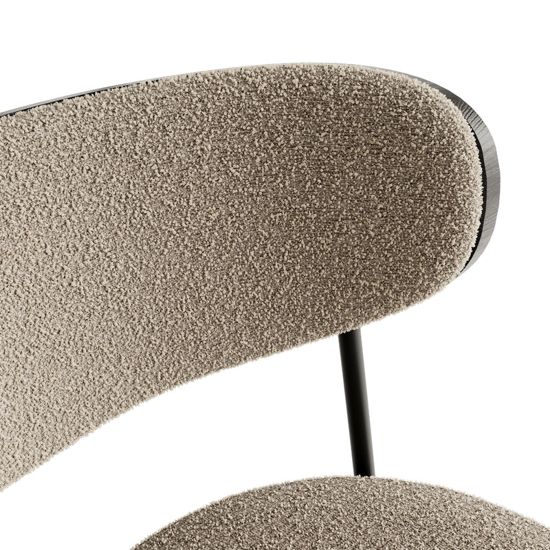 Boucle Modern Kitchen Dining Chair With Bentwood Back (Set of 2)