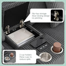 Sectional With Bluetooth Speakers L Shaped Couch With Console USB Charger, Cup Holders Storage Ottoman Deep And Wide Seat Cloud Sofa