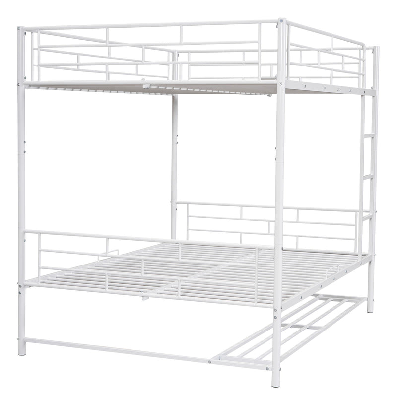 Metal Bunk Bed With Shelf And Guardrails