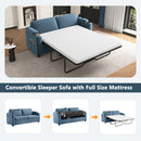 Corduroy Sleeper Sofa Loveseat Sofa With Full Size Mattress, 2 USB Ports, 2 Cup Holders, 2 Side Pockets And Phone Holder