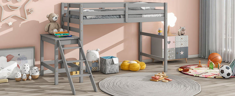 Twin Loft Bed With Platform, Ladder