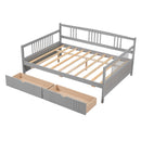 Full Size Daybed Wood Bed with Two Drawers,Gray(OLD  SKU:LP000058AAE)