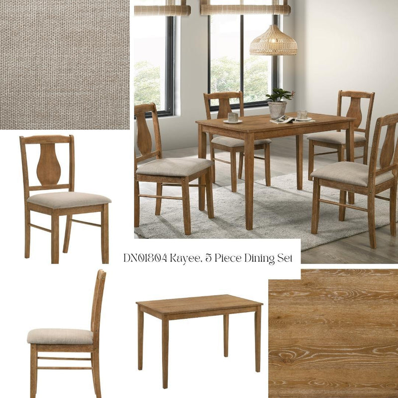 Kayee - 5 Pieces Pack Dining Set - Weathered Oak