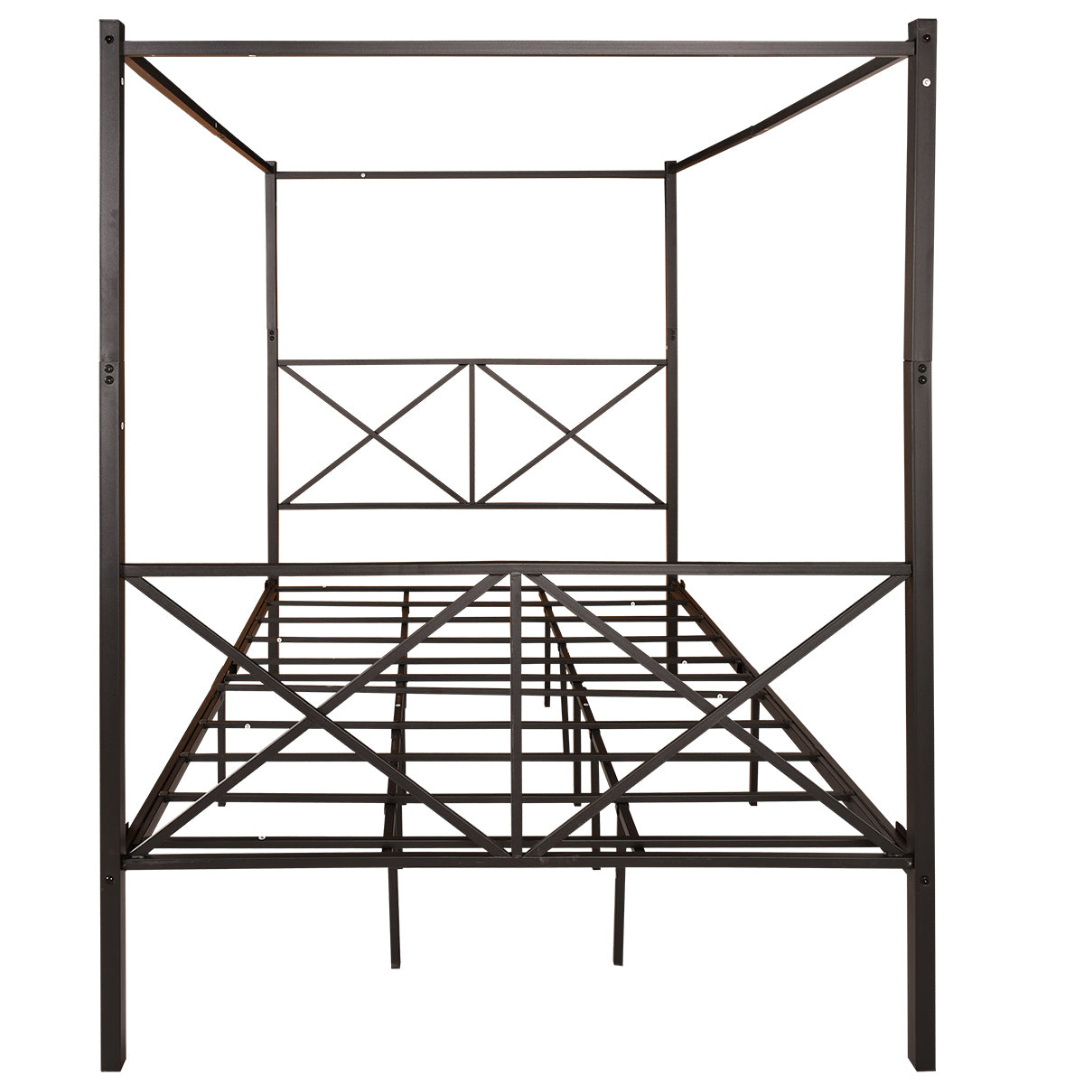 Metal Canopy Bed Frame, Platform Bed Frame Queen with X Shaped Frame Queen Black（same as W84034643）