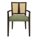 Mid Century Modern Arm Dining Chair Set With Rattan Backrest