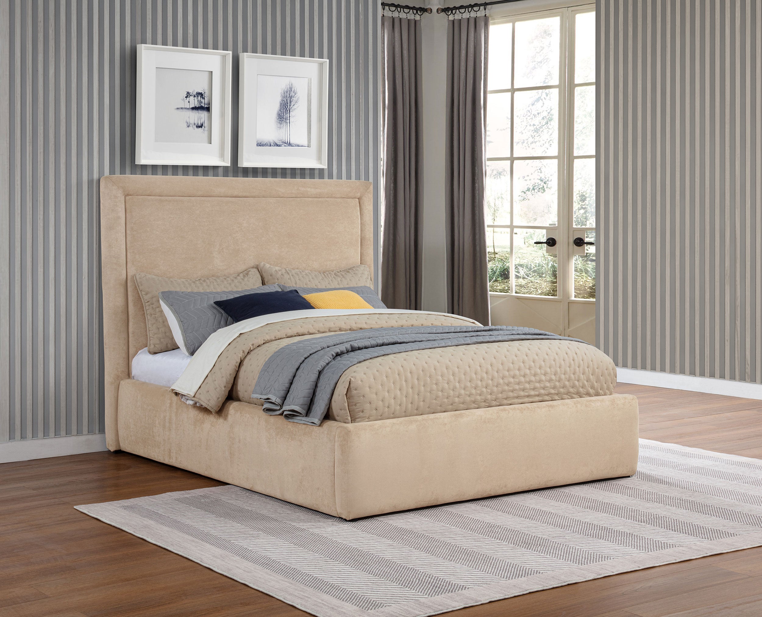 Lawson 54-inch Upholstered Full Platform Bed Light Saddle — view 2