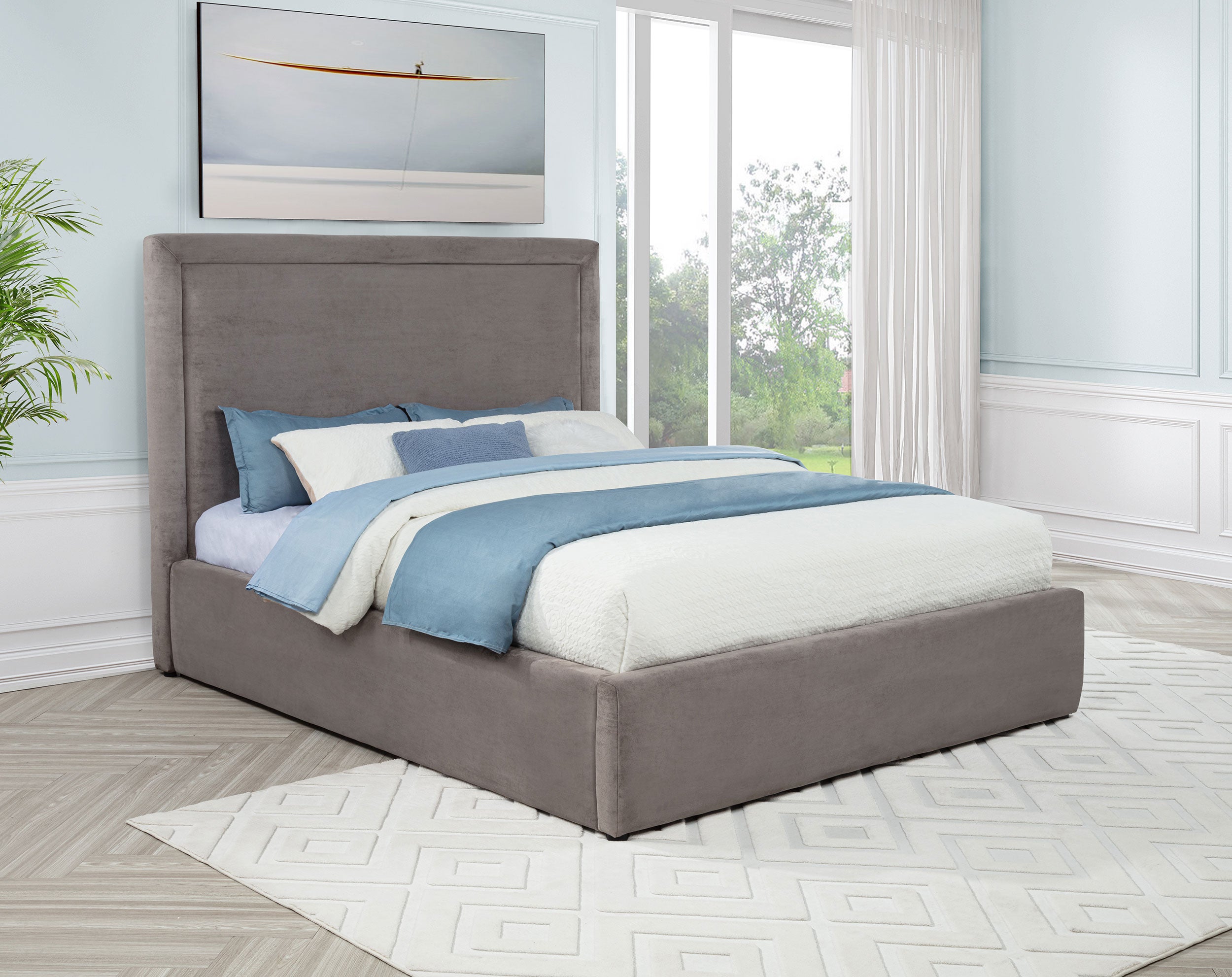 Lawson 54-inch Upholstered Queen Platform Bed Mushroom — view 2