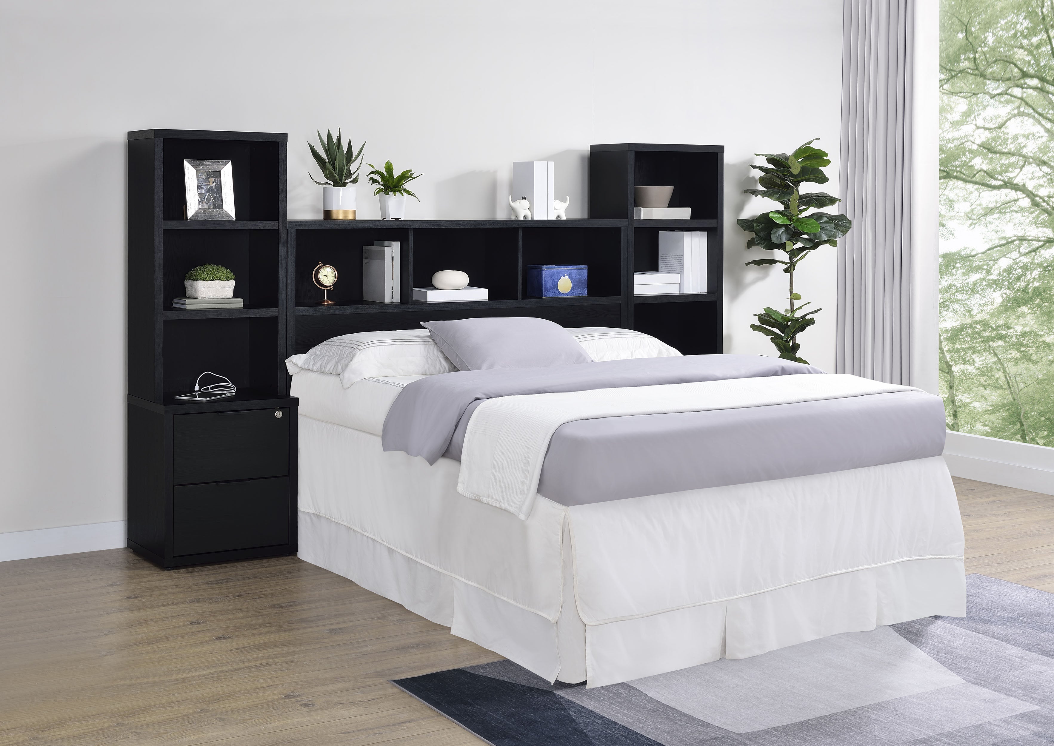 Westpark 3-piece Queen Bedroom Set Bookcase Headboard Black — view 1