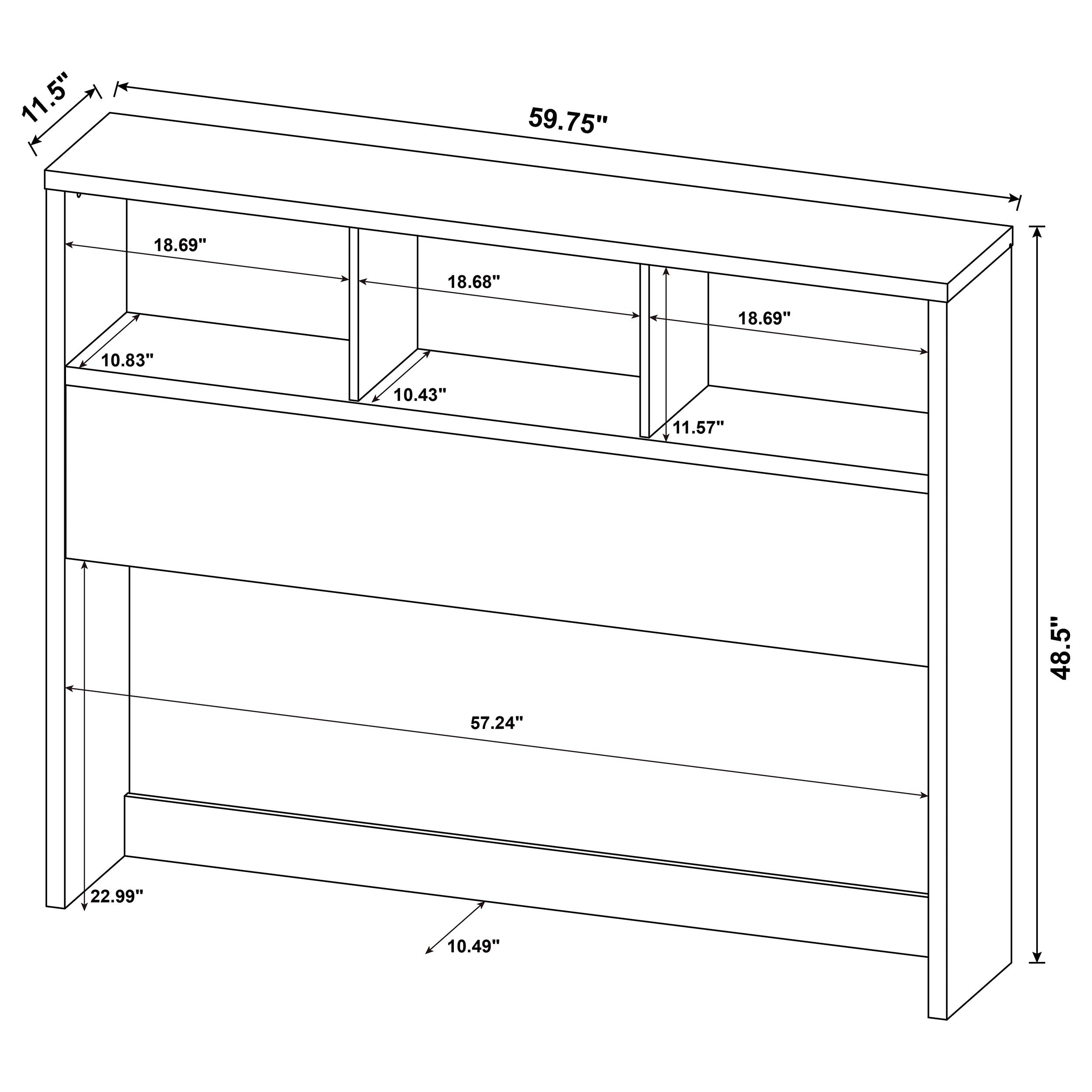 Westpark 49-inch Queen Bookcase Headboard Black — view 8