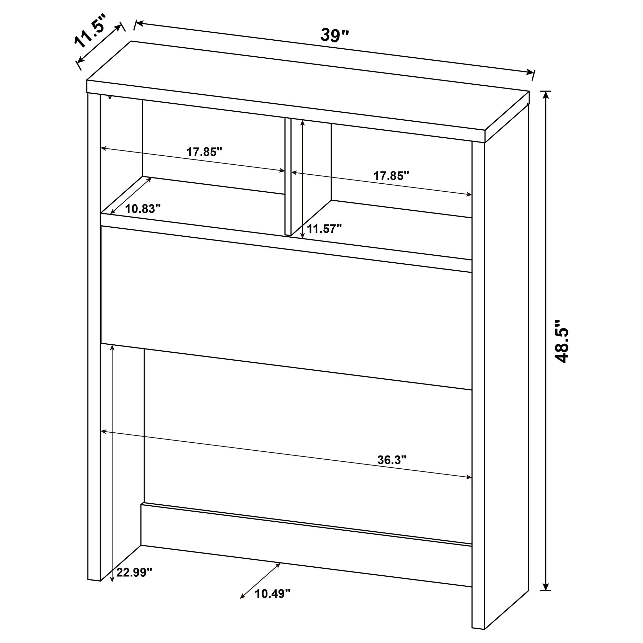 Westpark 49-inch Twin Bookcase Headboard Black — view 8