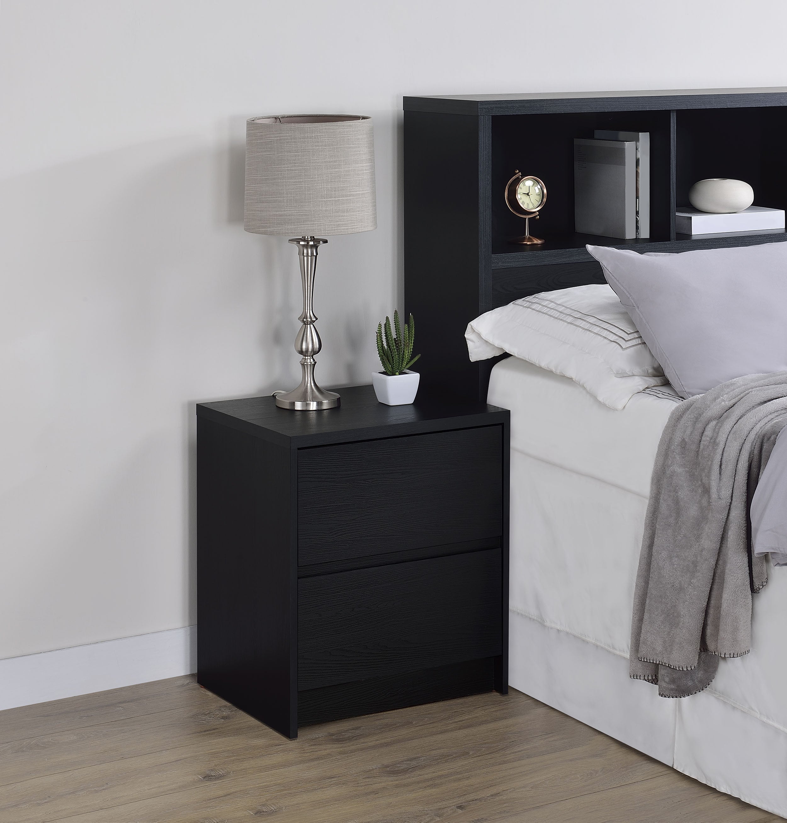 Westpark 2-drawer Nightstand LED Lights and USB Black — view 2