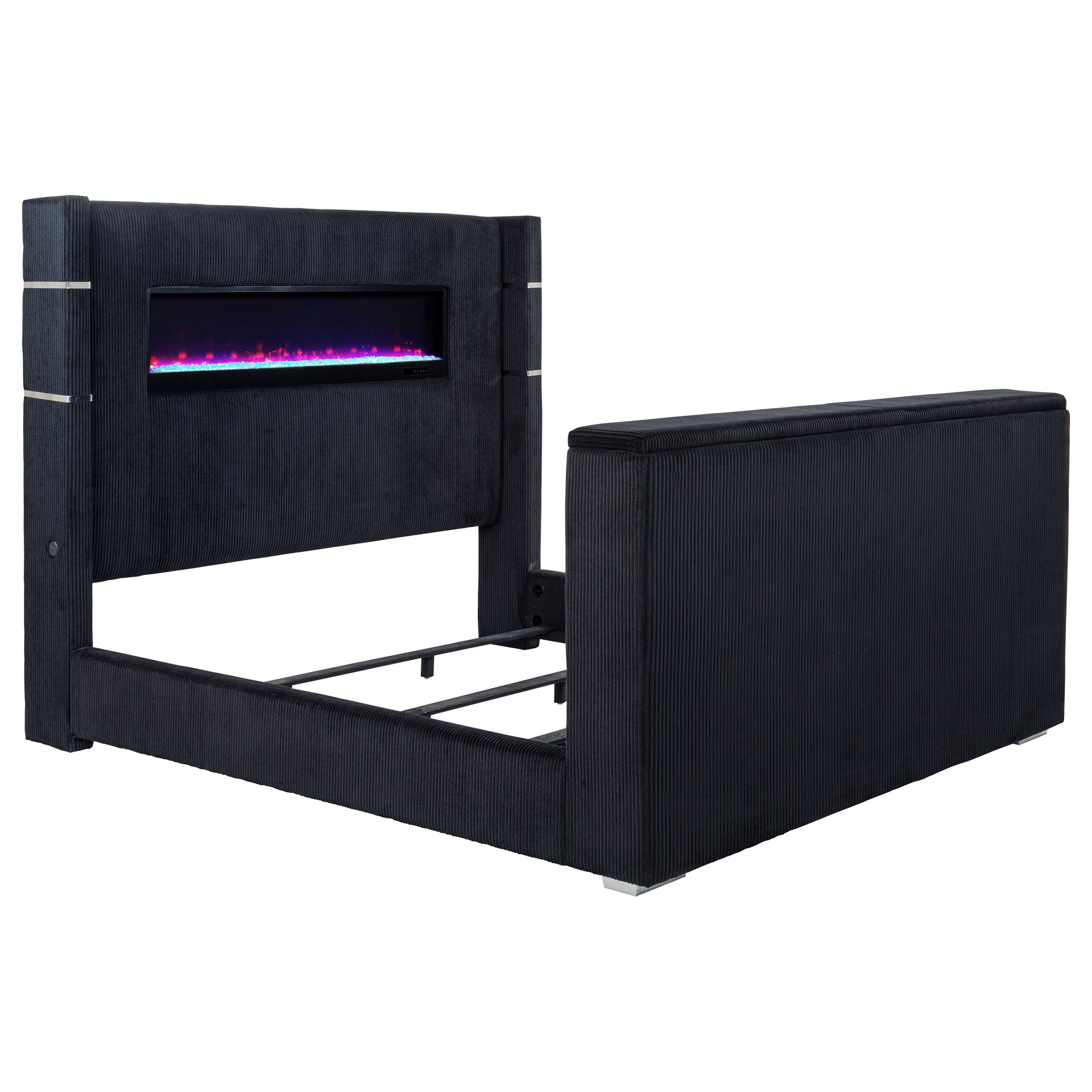 Tisdall Eastern King Flame Visualizer Wingback TV Bed Black — view 5