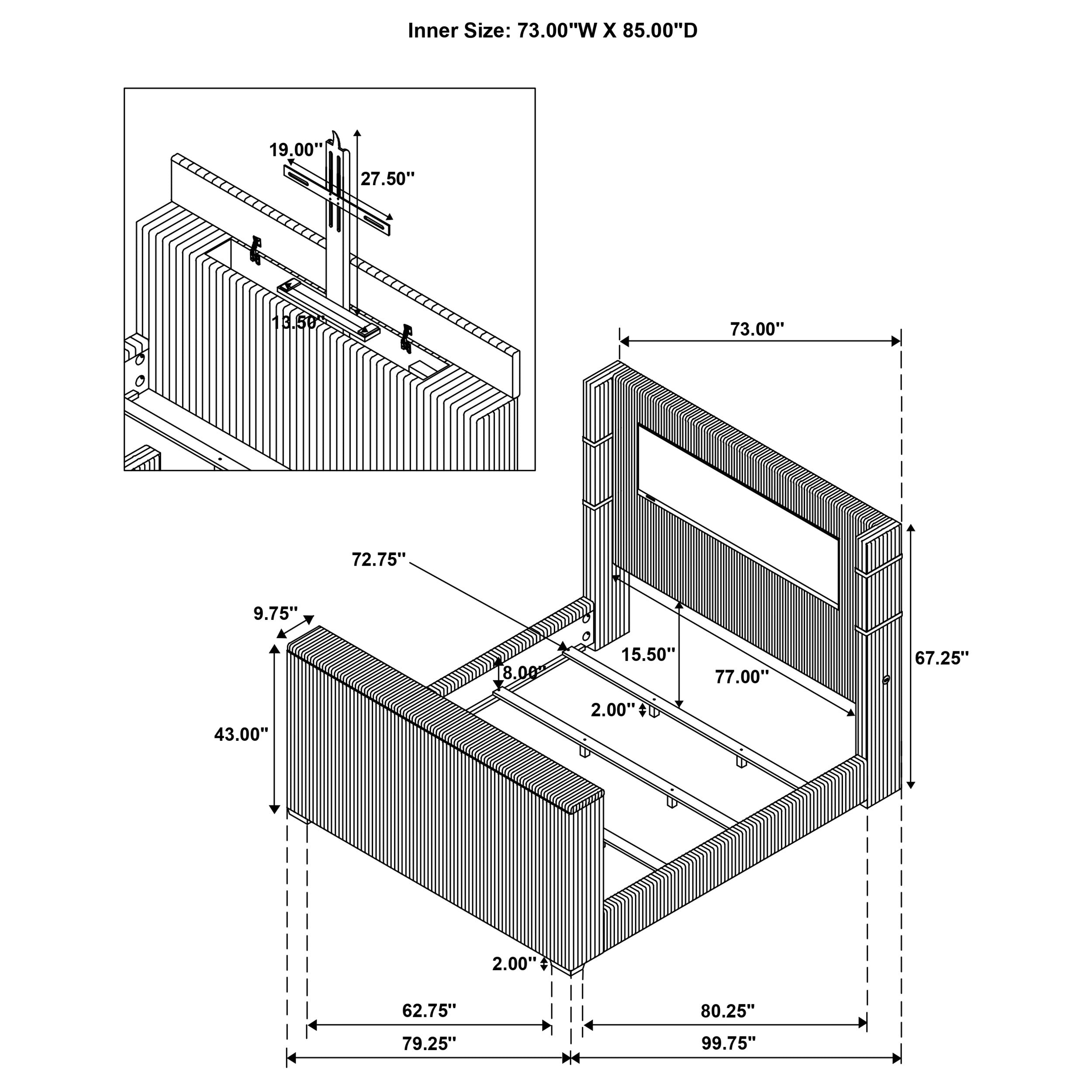 Tisdall California King Flame Visualizer TV Bed Black — view 15