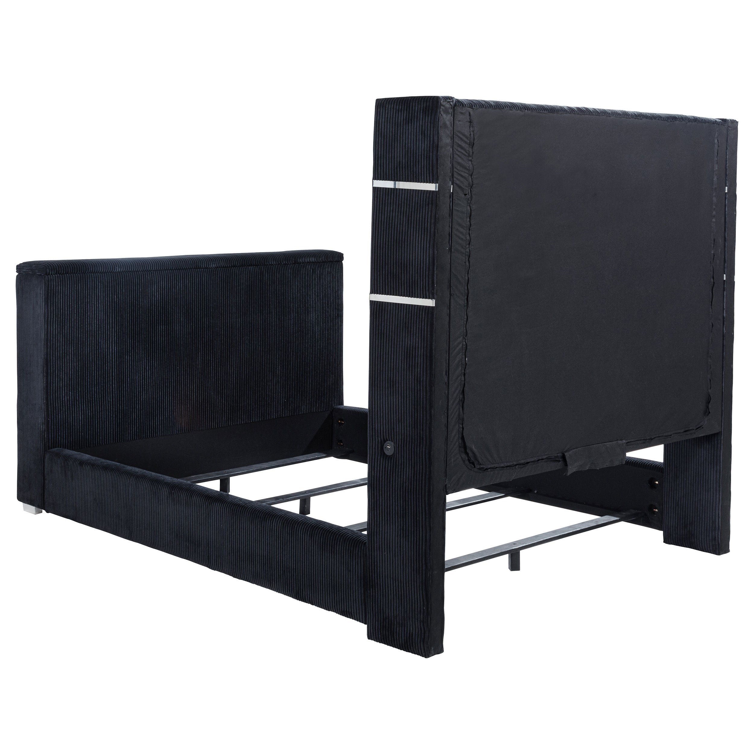 Tisdall Queen Flame Visualizer Wingback TV Bed Black — view 7