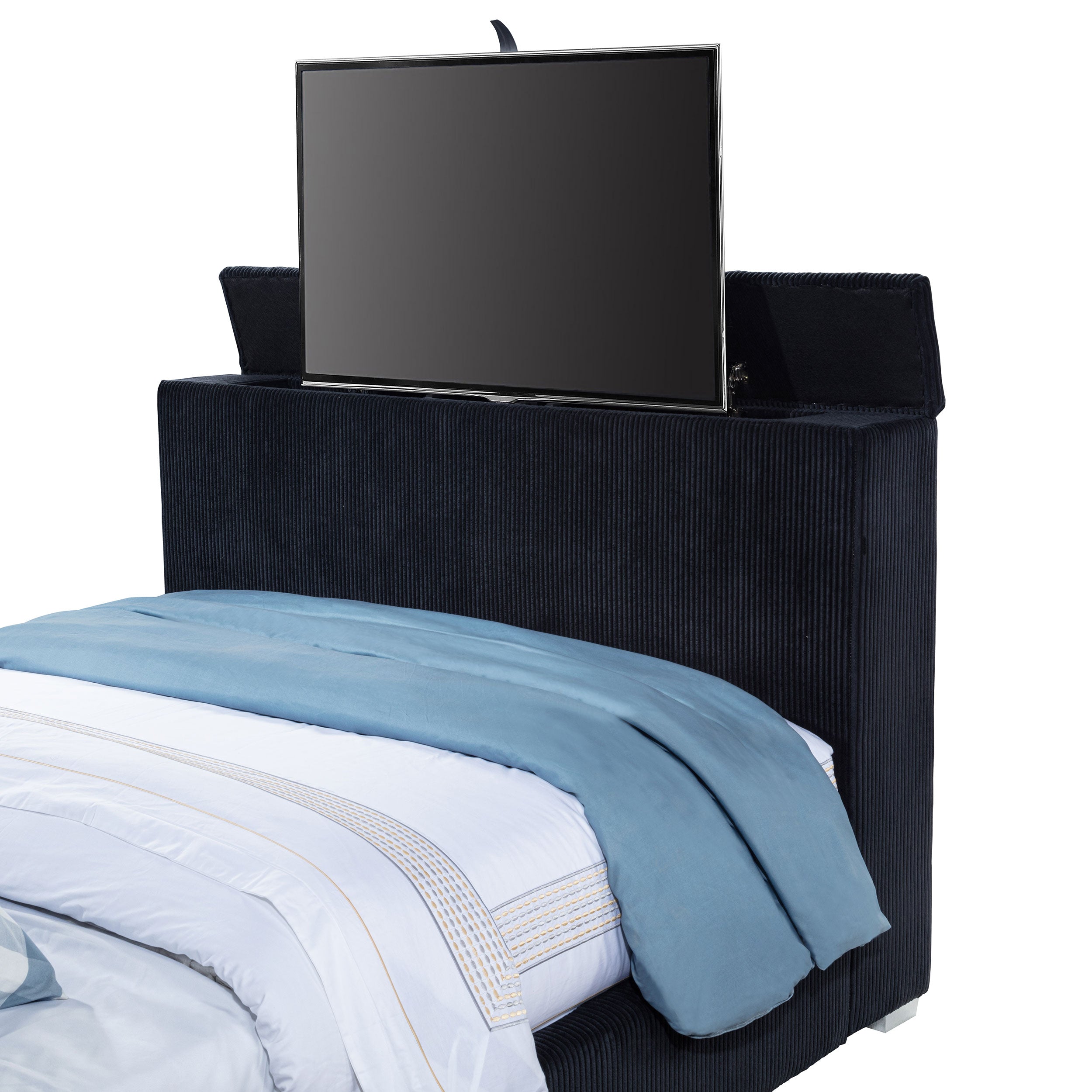 Tisdall Queen Flame Visualizer Wingback TV Bed Black — view 10