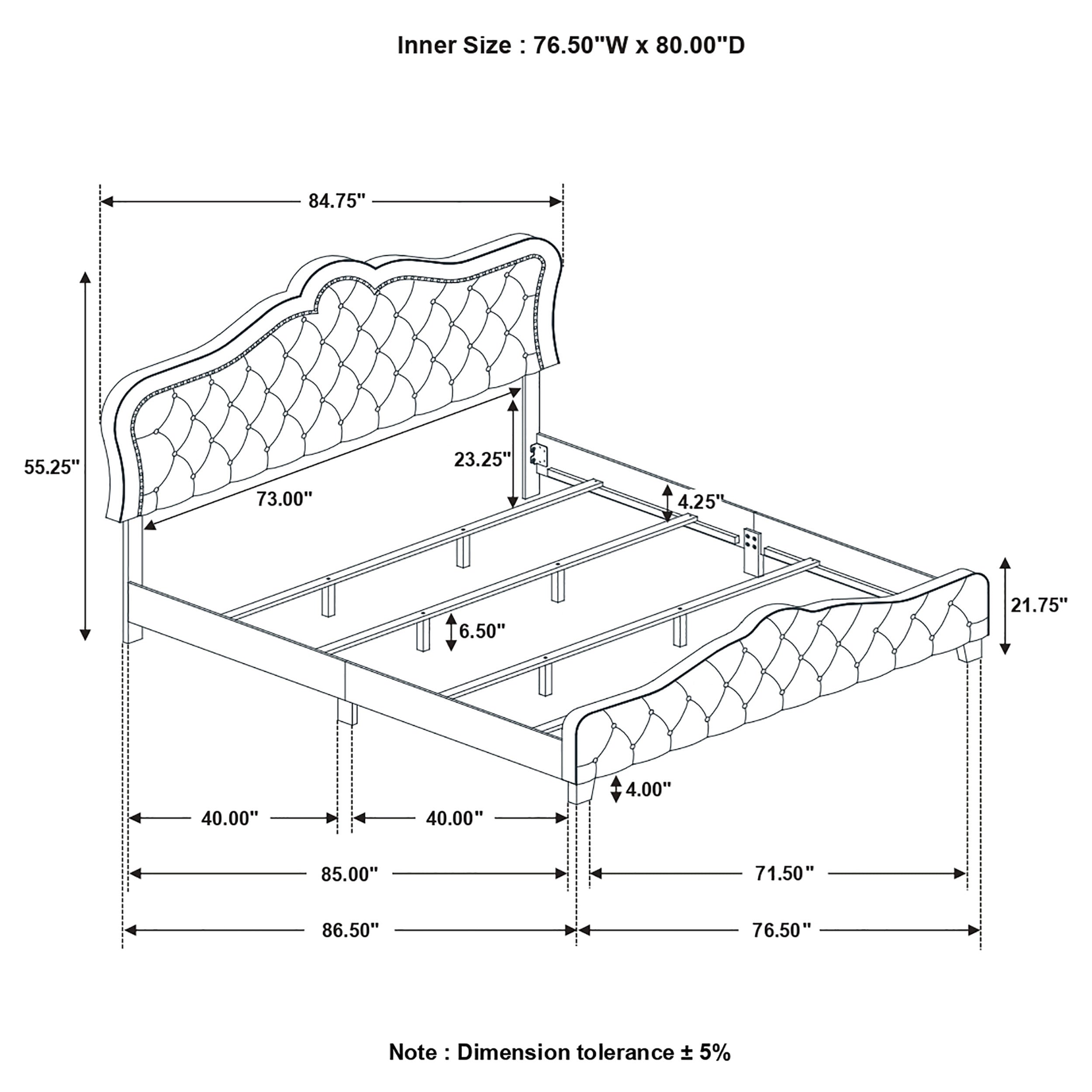 Bella Upholstered Eastern King Panel Bed Grey — view 3