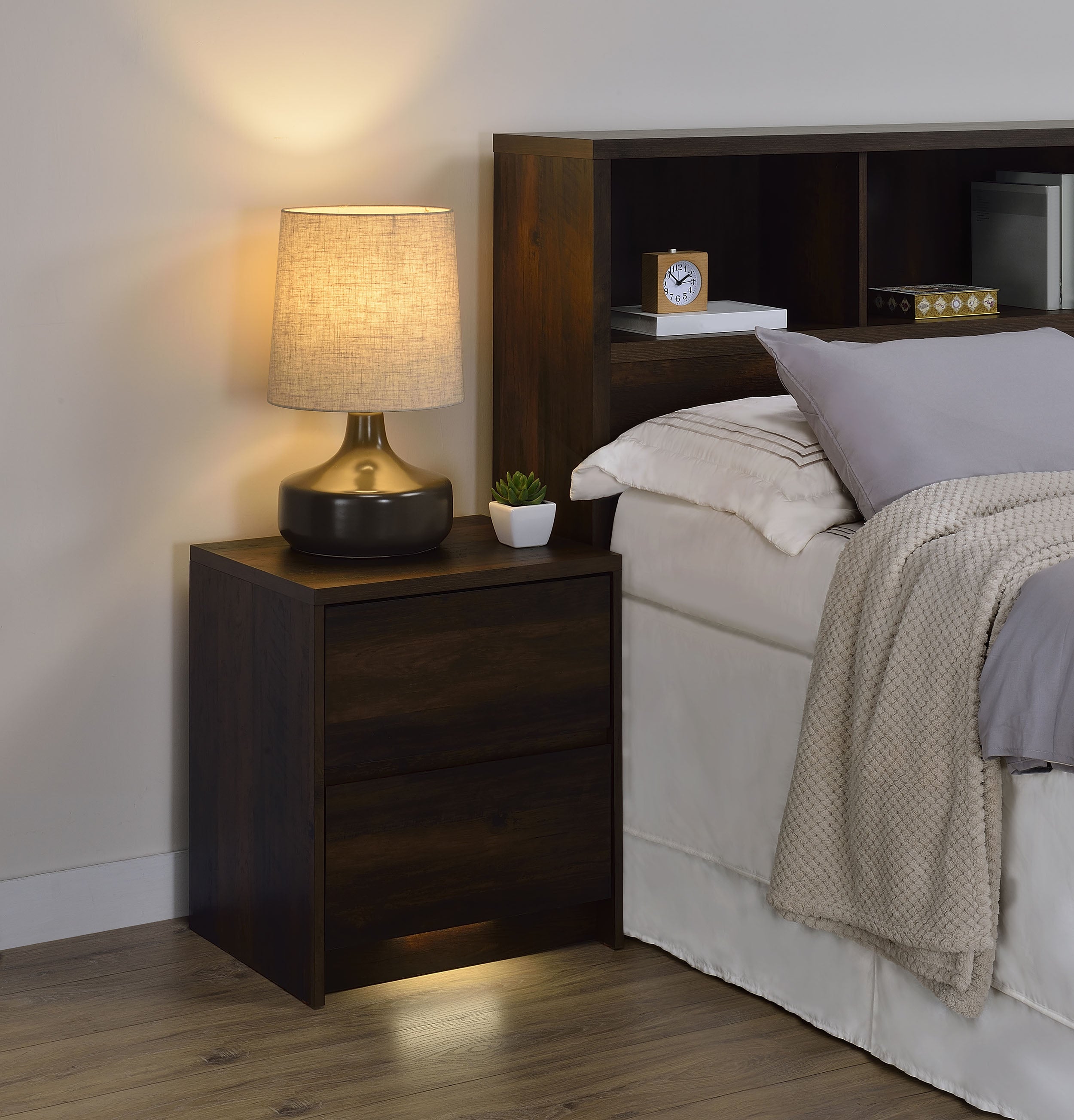 Westpark 2-drawer Nightstand LED Lights and USB Dark Pine — view 3