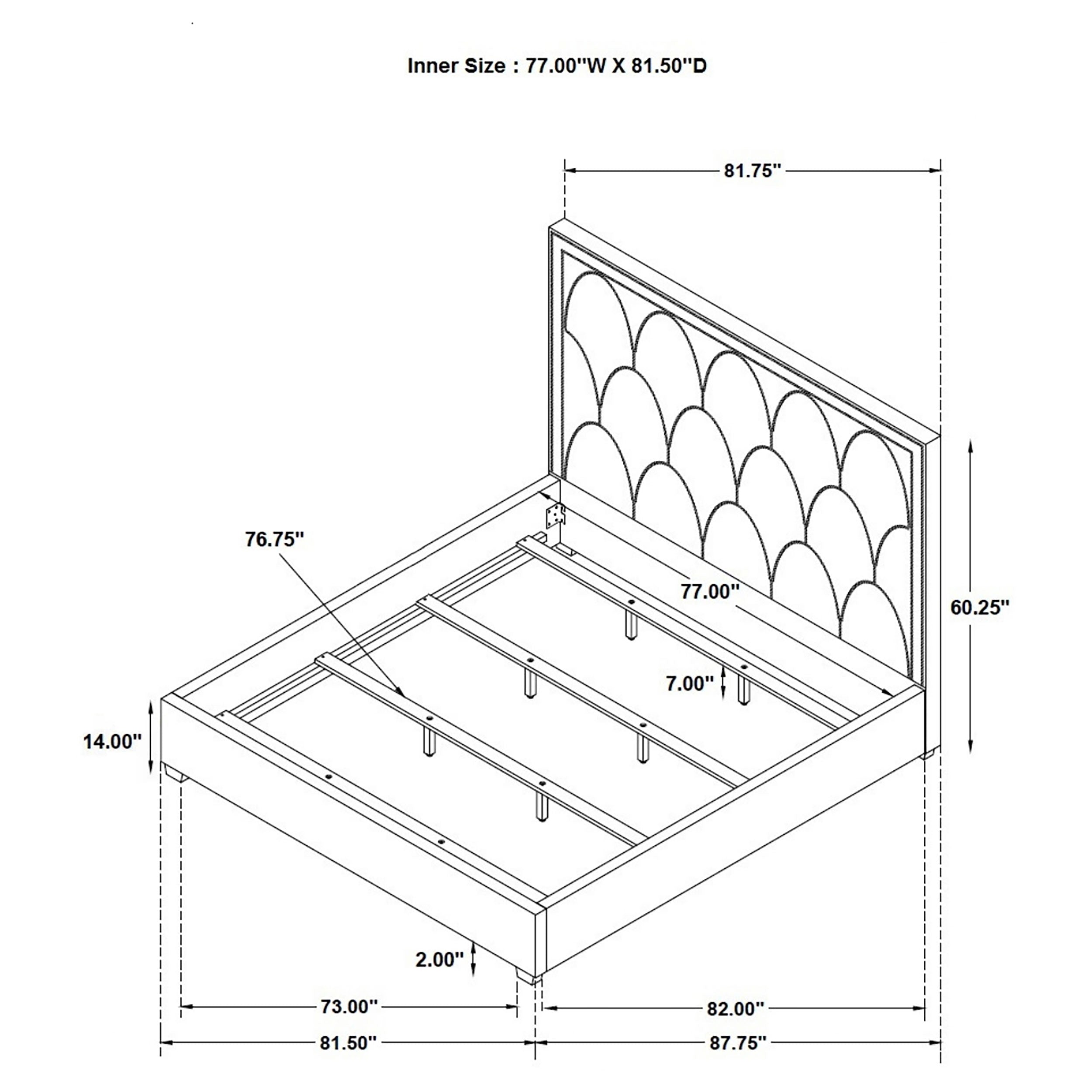Bowfield Upholstered Eastern King Panel Bed Charcoal — view 10