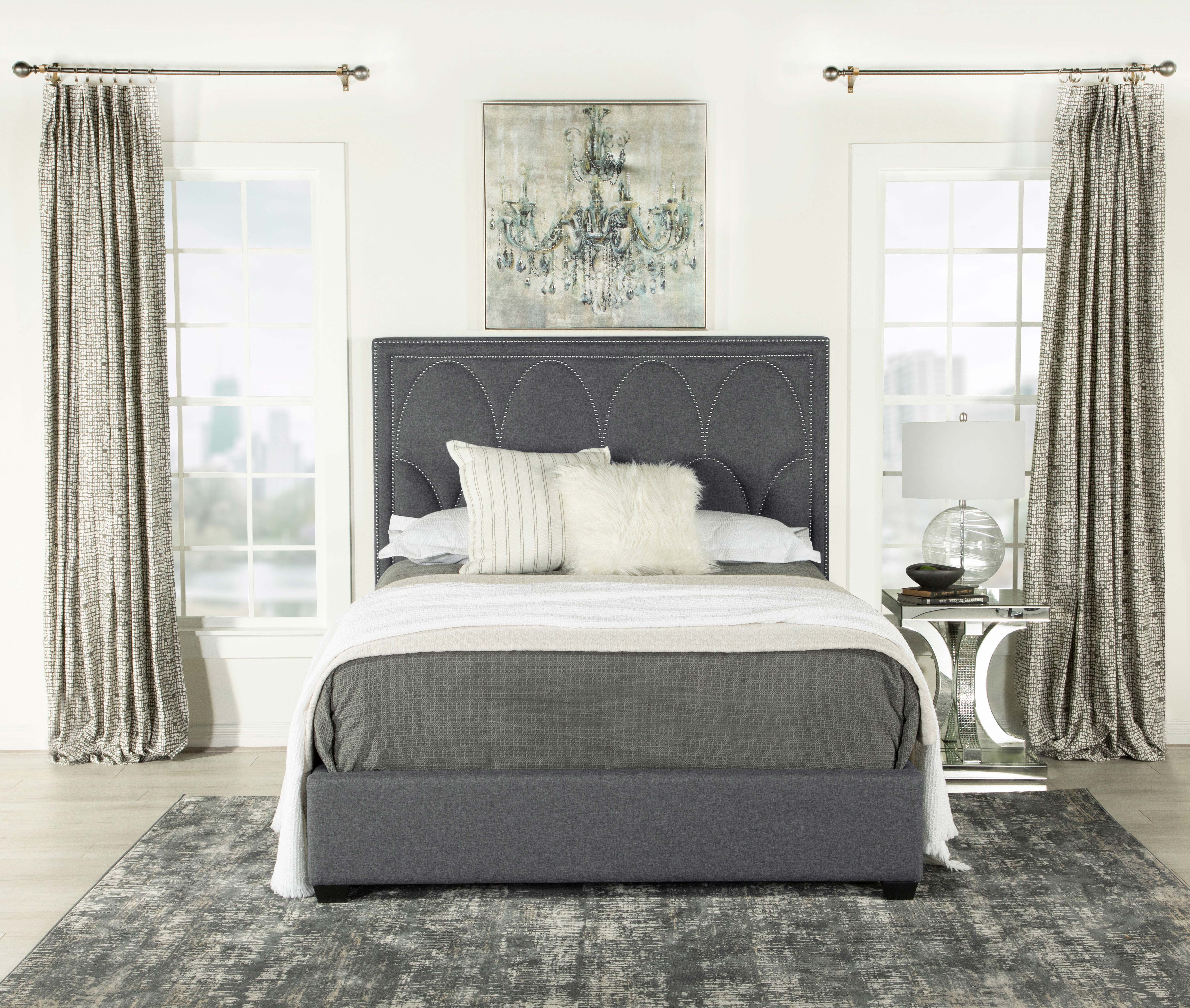 Bowfield Upholstered Eastern King Panel Bed Charcoal — view 11