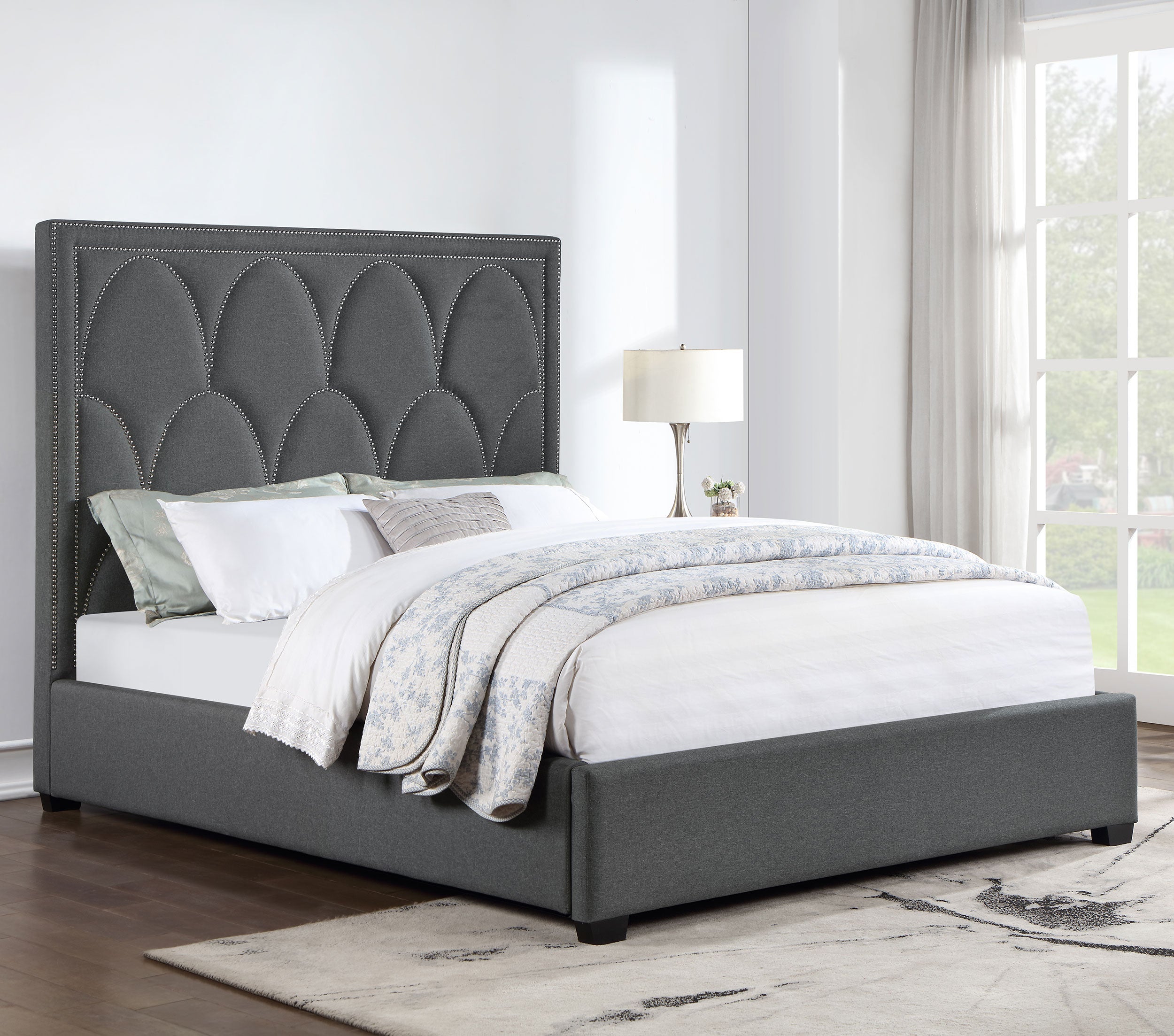 Bowfield Upholstered Queen Panel Bed Charcoal — view 2