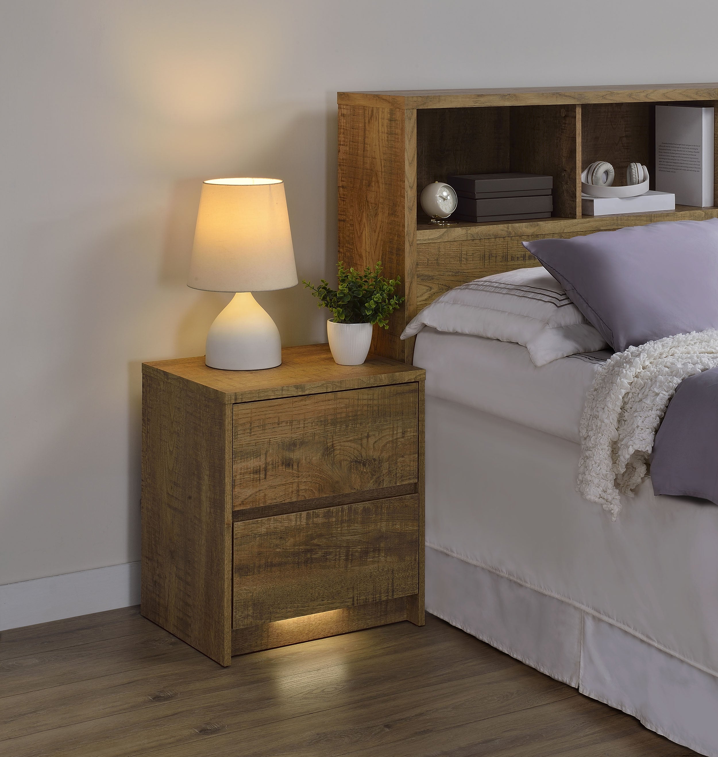 Westpark 2-drawer Nightstand LED Lights and USB Mango — view 3