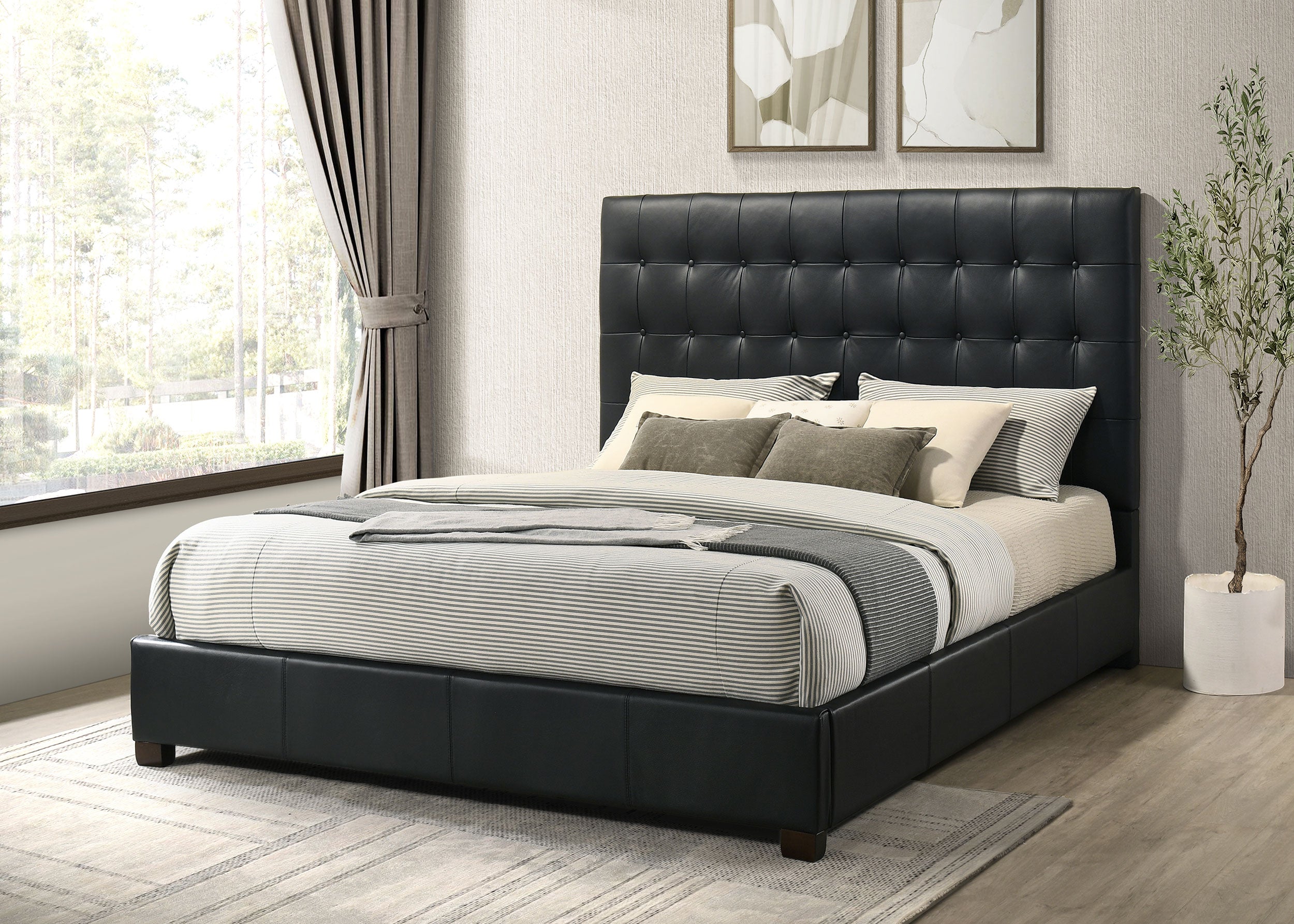Medley Genuine Leather Eastern King Platform Bed Black — view 2