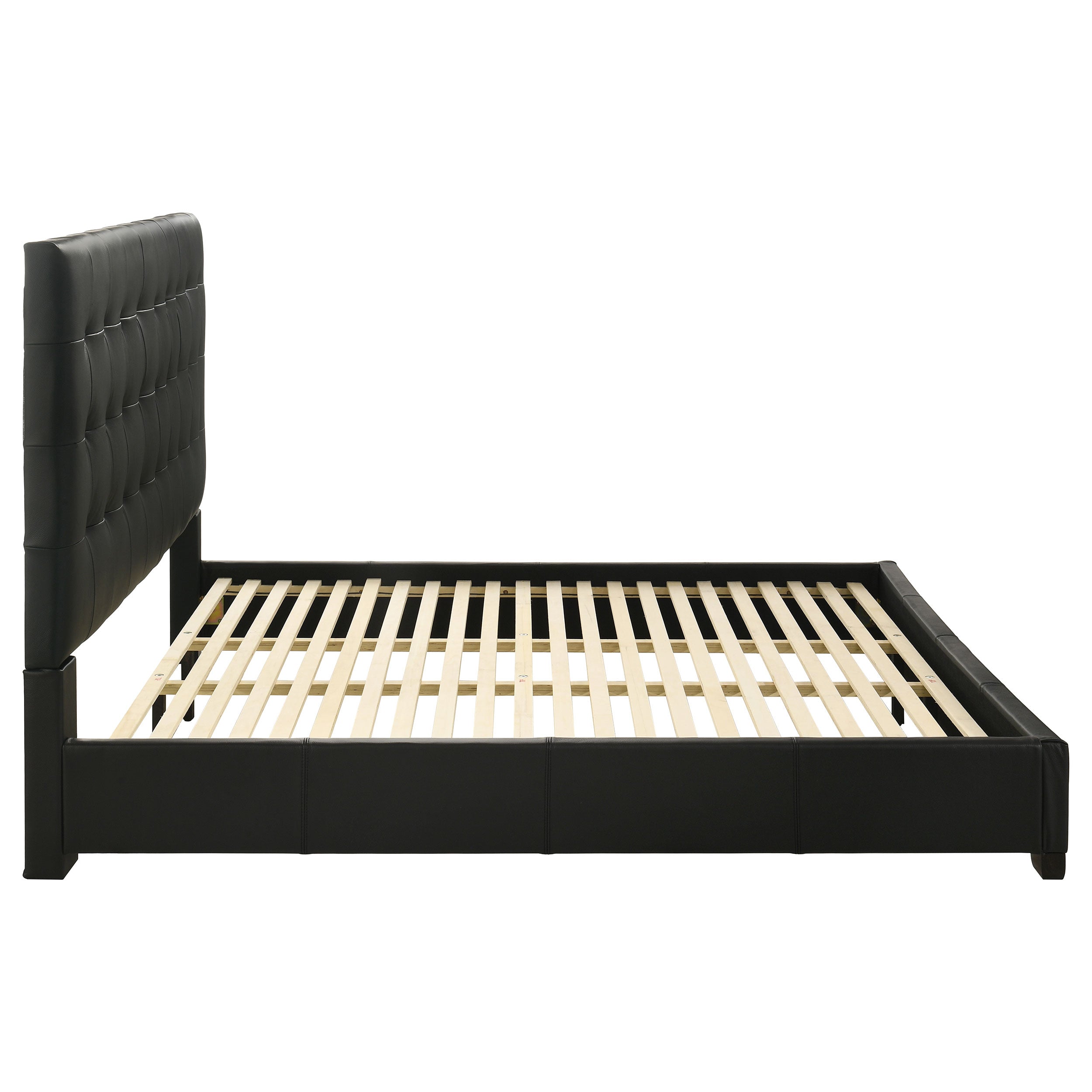 Medley Genuine Leather Eastern King Platform Bed Black — view 6