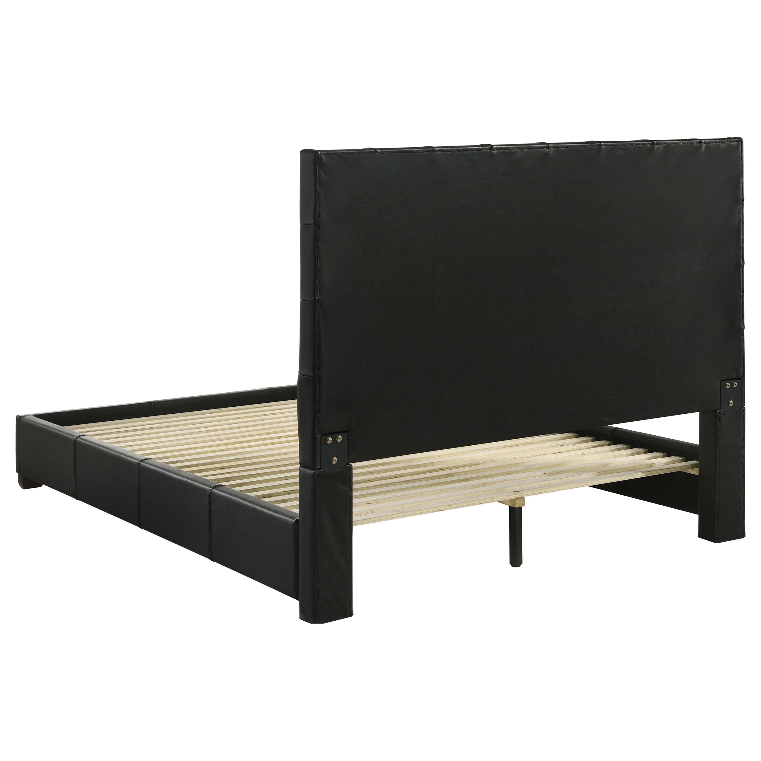 Medley Genuine Leather Queen Panel Platform Bed Black — view 5