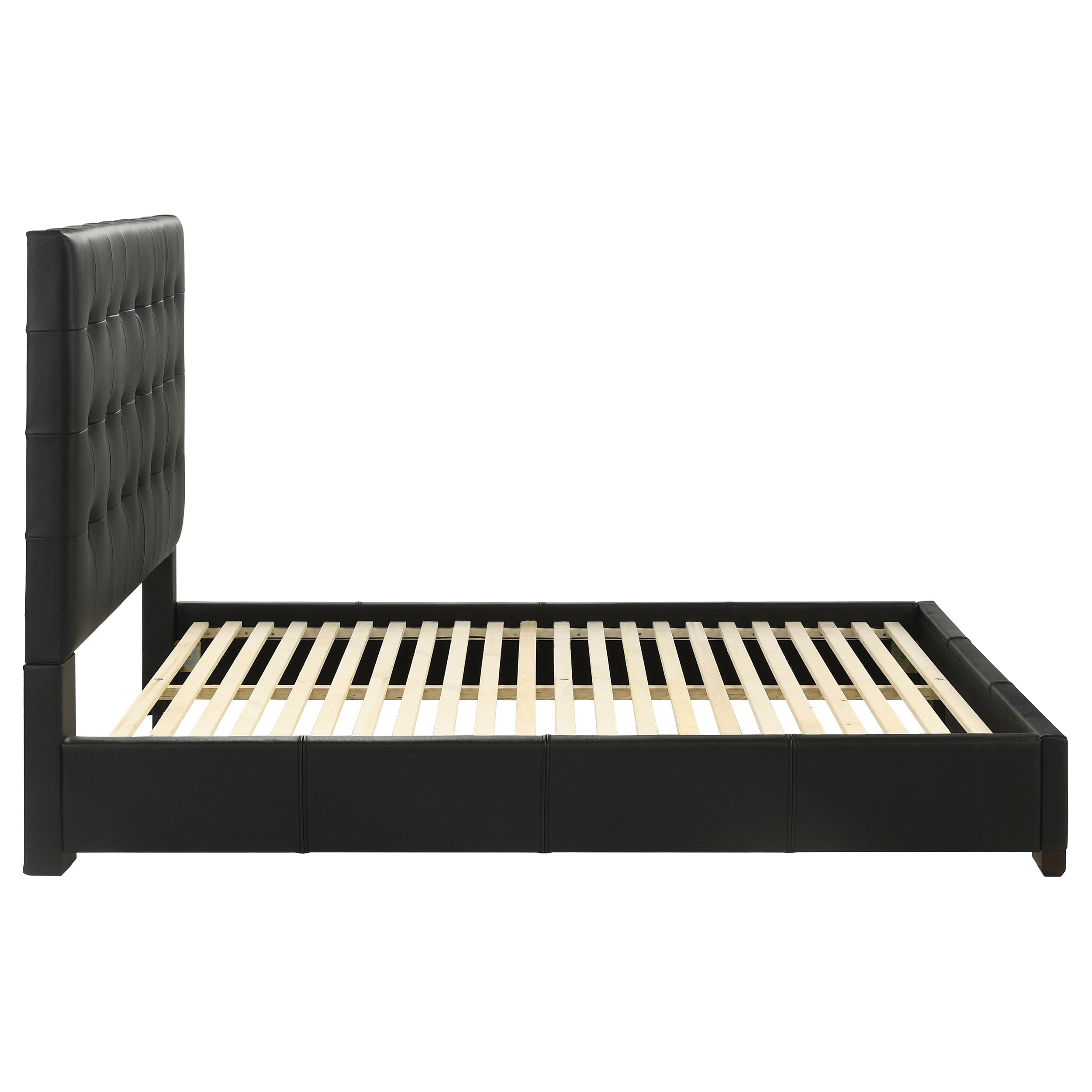 Medley Genuine Leather Queen Panel Platform Bed Black — view 6