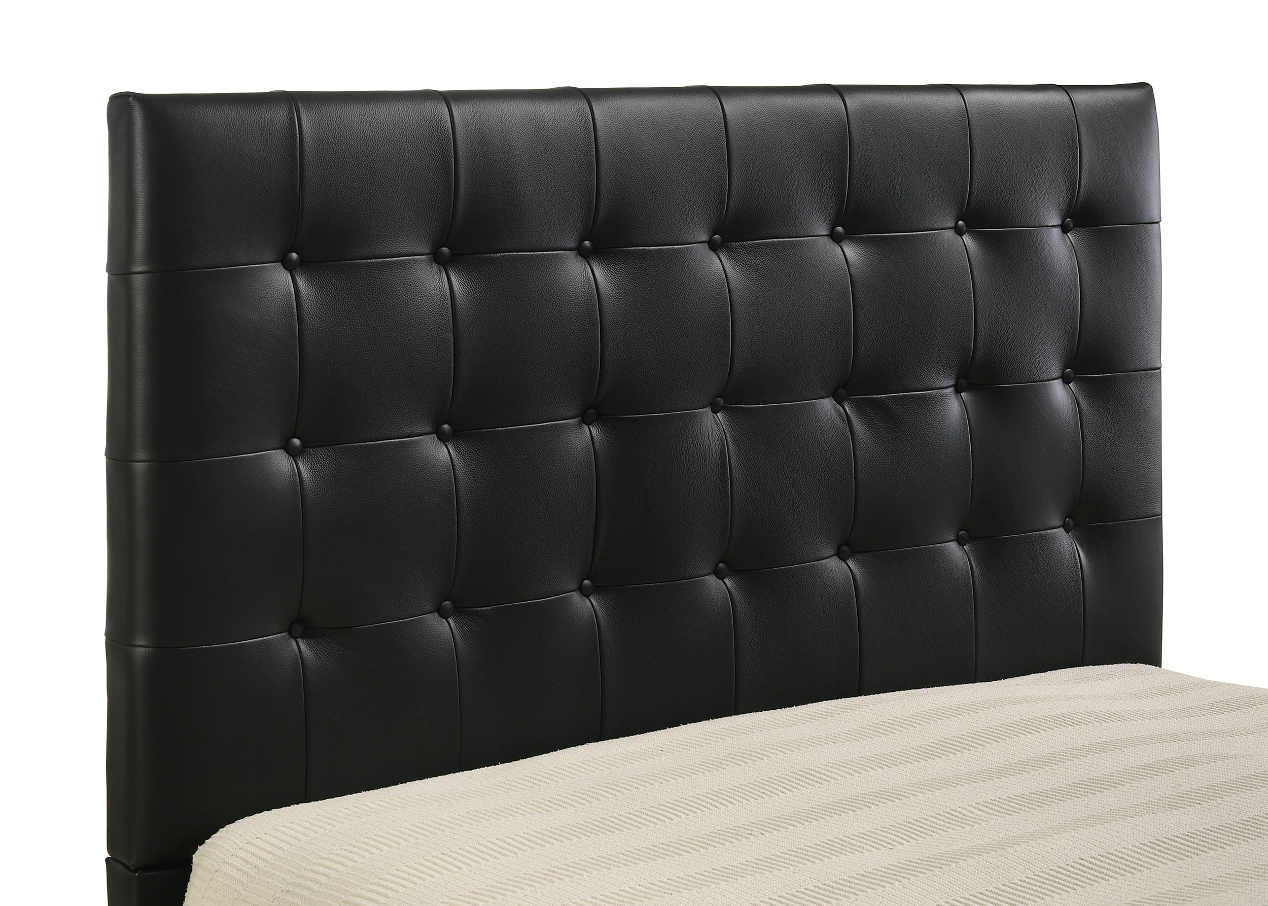 Medley Genuine Leather Queen Panel Platform Bed Black — view 7