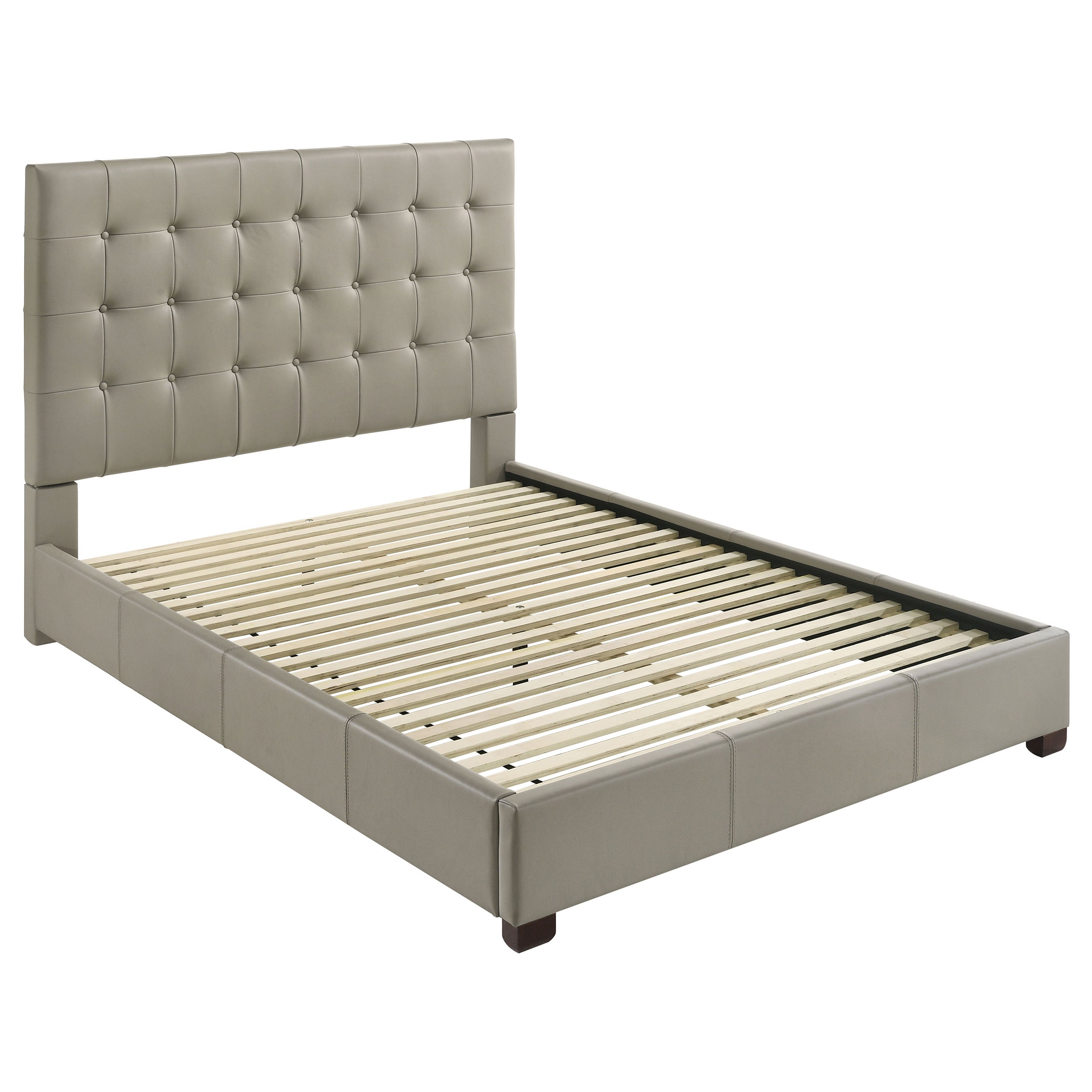 Medley Genuine Leather Queen Panel Platform Bed Tan — view 1