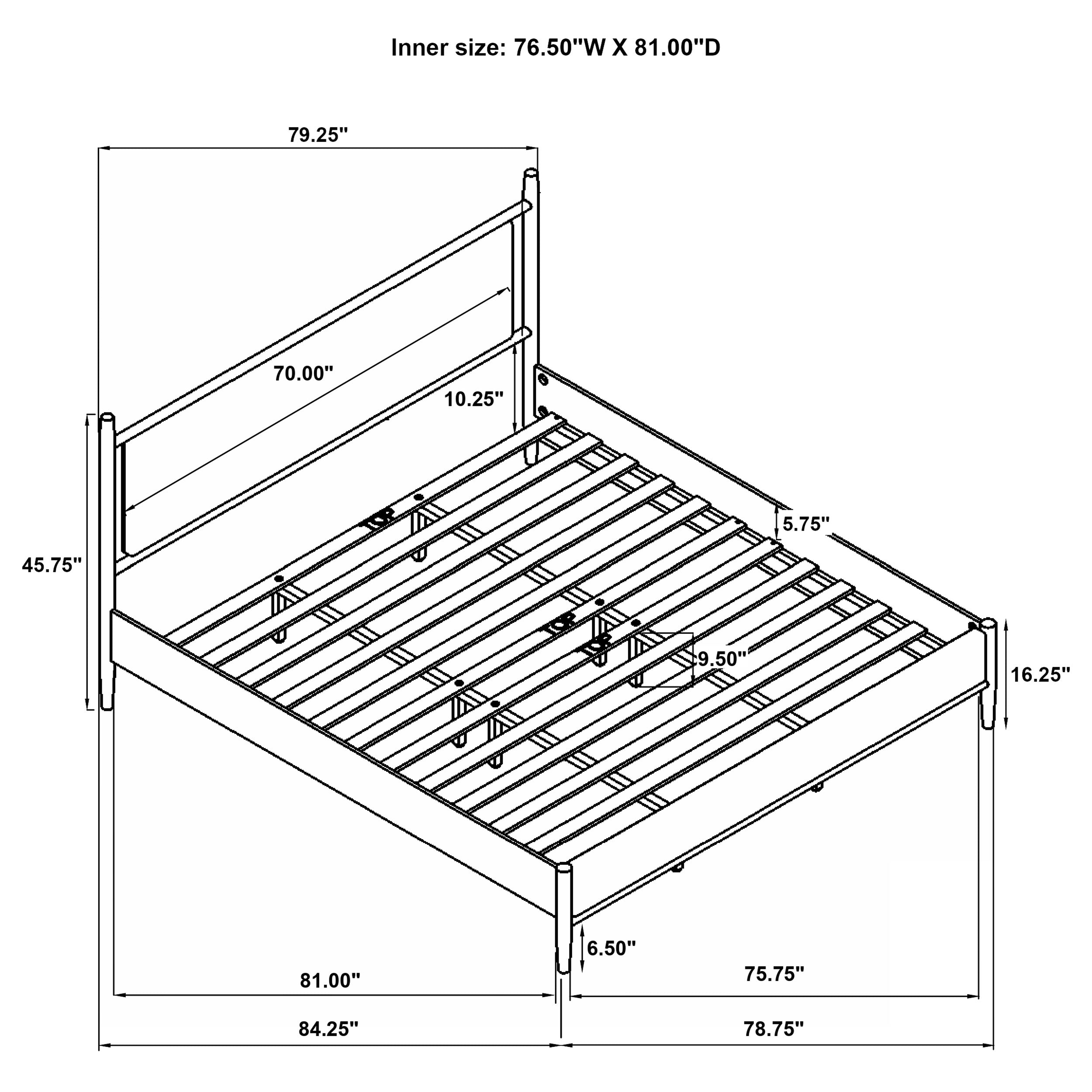Mason 46-inch Eastern King Panel Platform Bed Light Brown — view 10