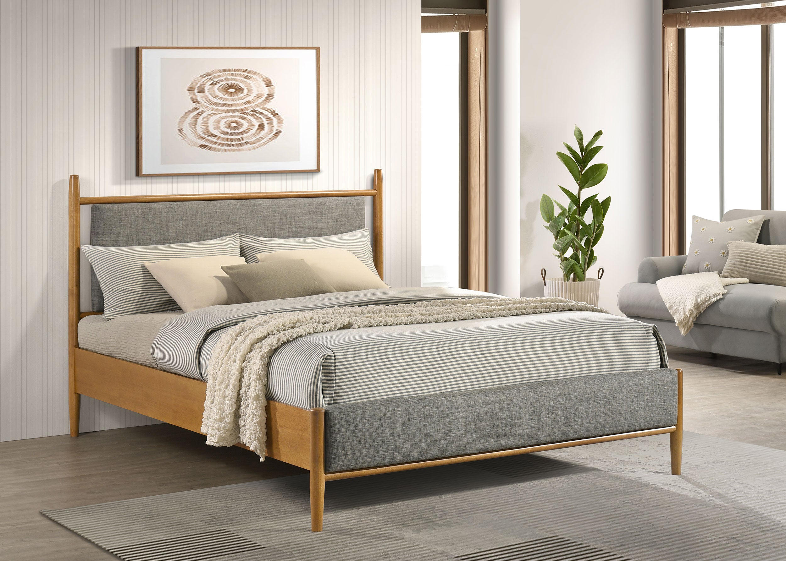 Mason 46-inch Queen Panel Platform Bed Grey and Light Brown — view 2