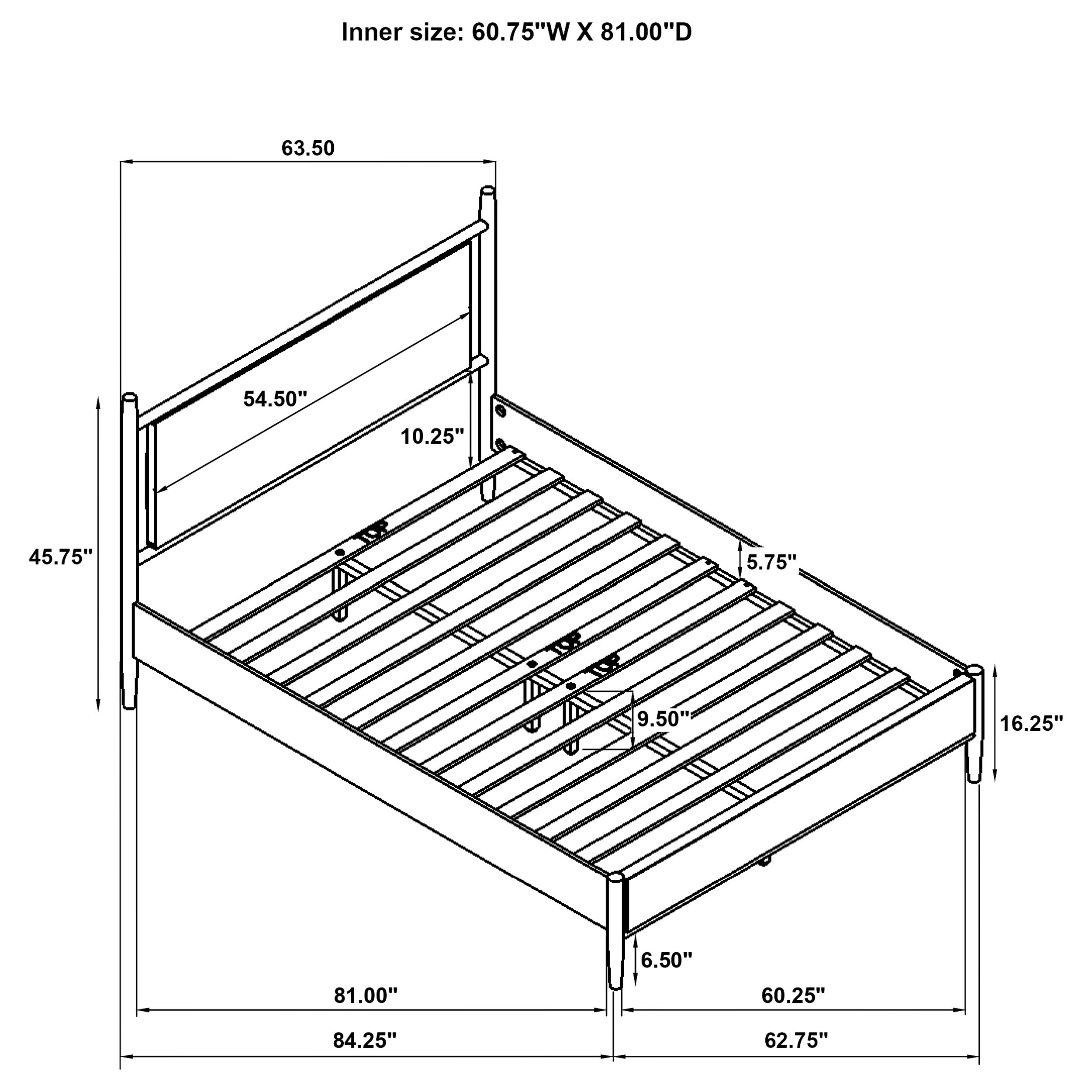 Mason 46-inch Queen Panel Platform Bed Grey and Light Brown — view 10