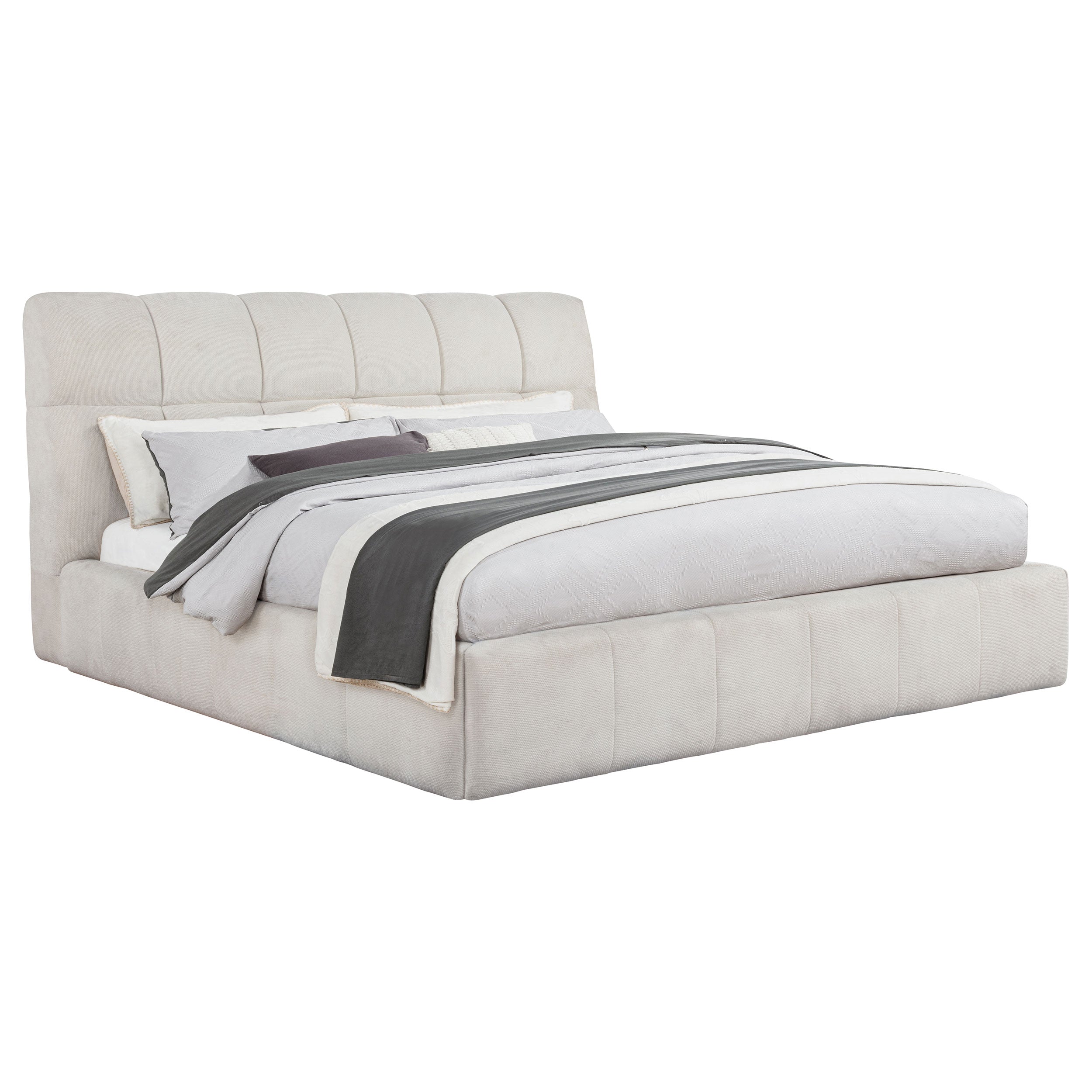 Nollet 48-inch Upholstered California King Platform Bed Cream — view 3