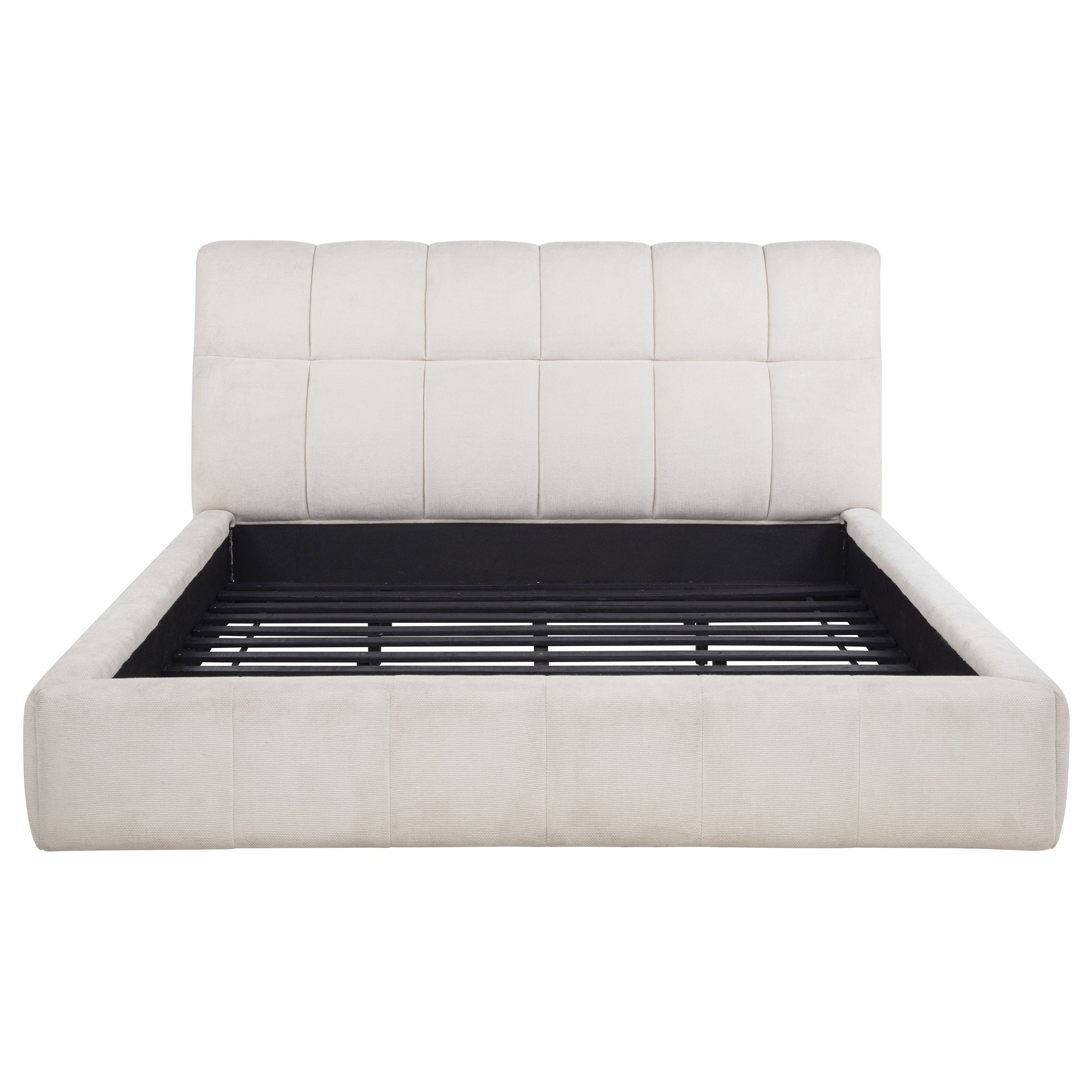 Nollet 48-inch Upholstered California King Platform Bed Cream — view 4