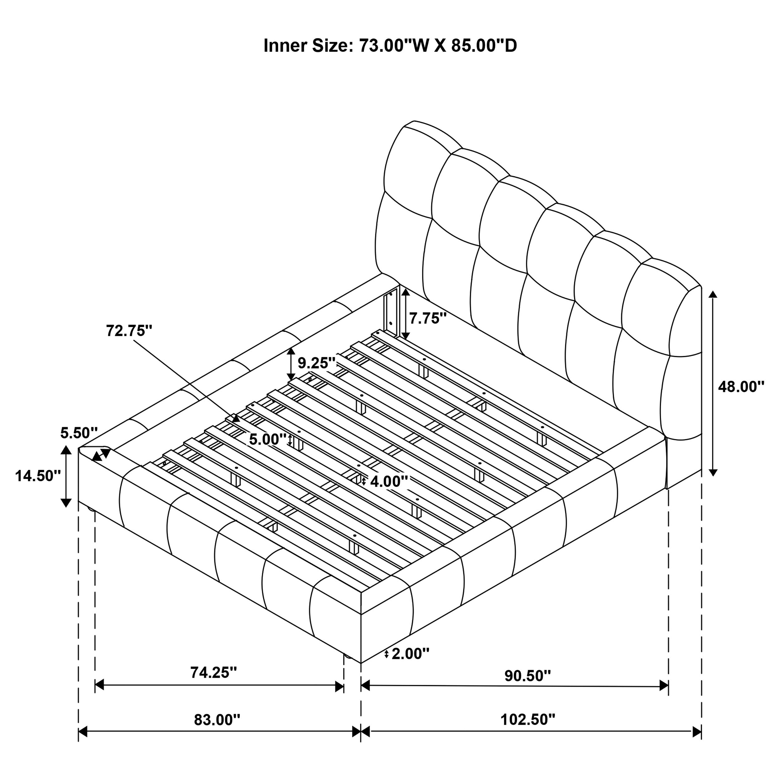 Nollet 48-inch Upholstered California King Platform Bed Cream — view 9