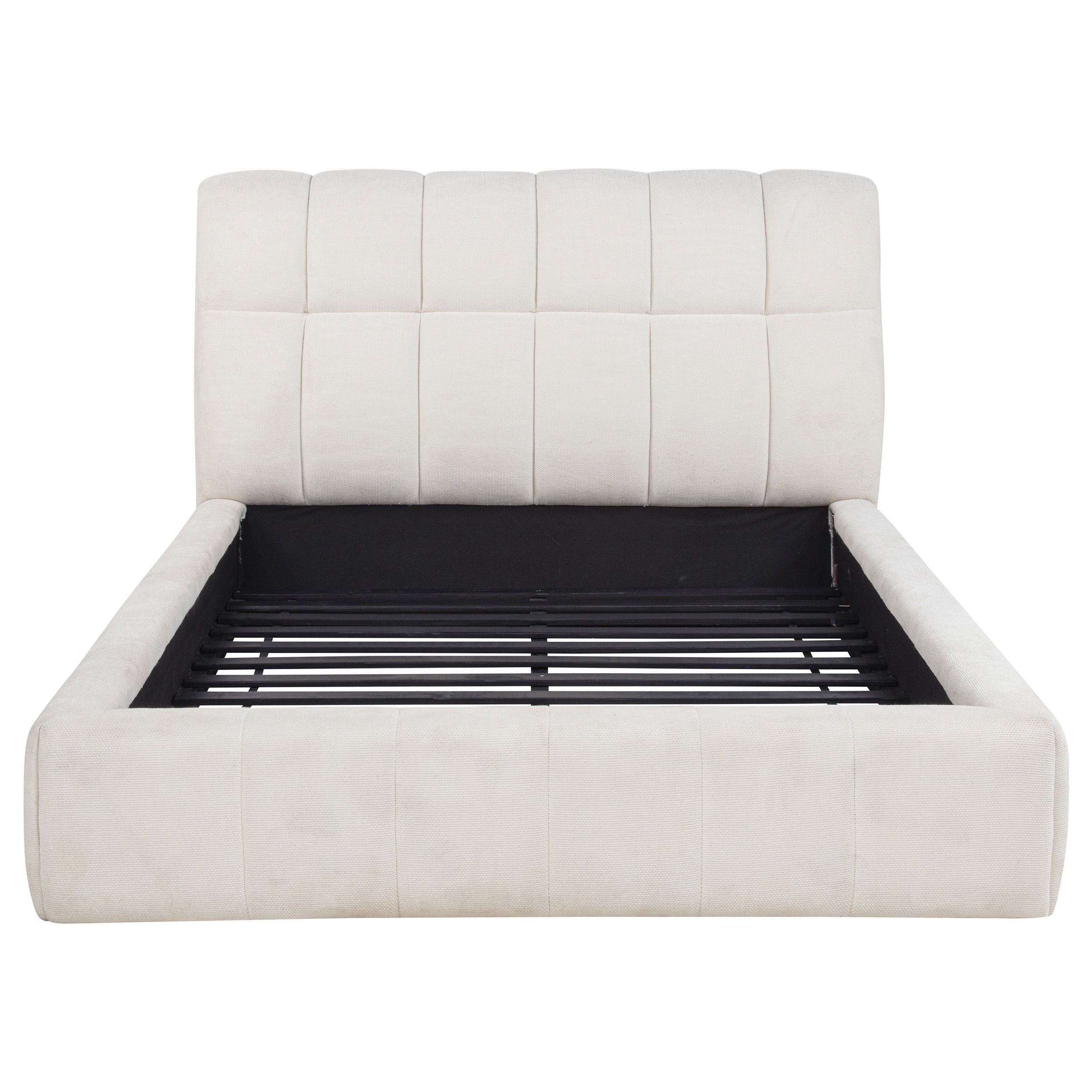 Nollet 48-inch Upholstered Queen Panel Platform Bed Cream — view 4
