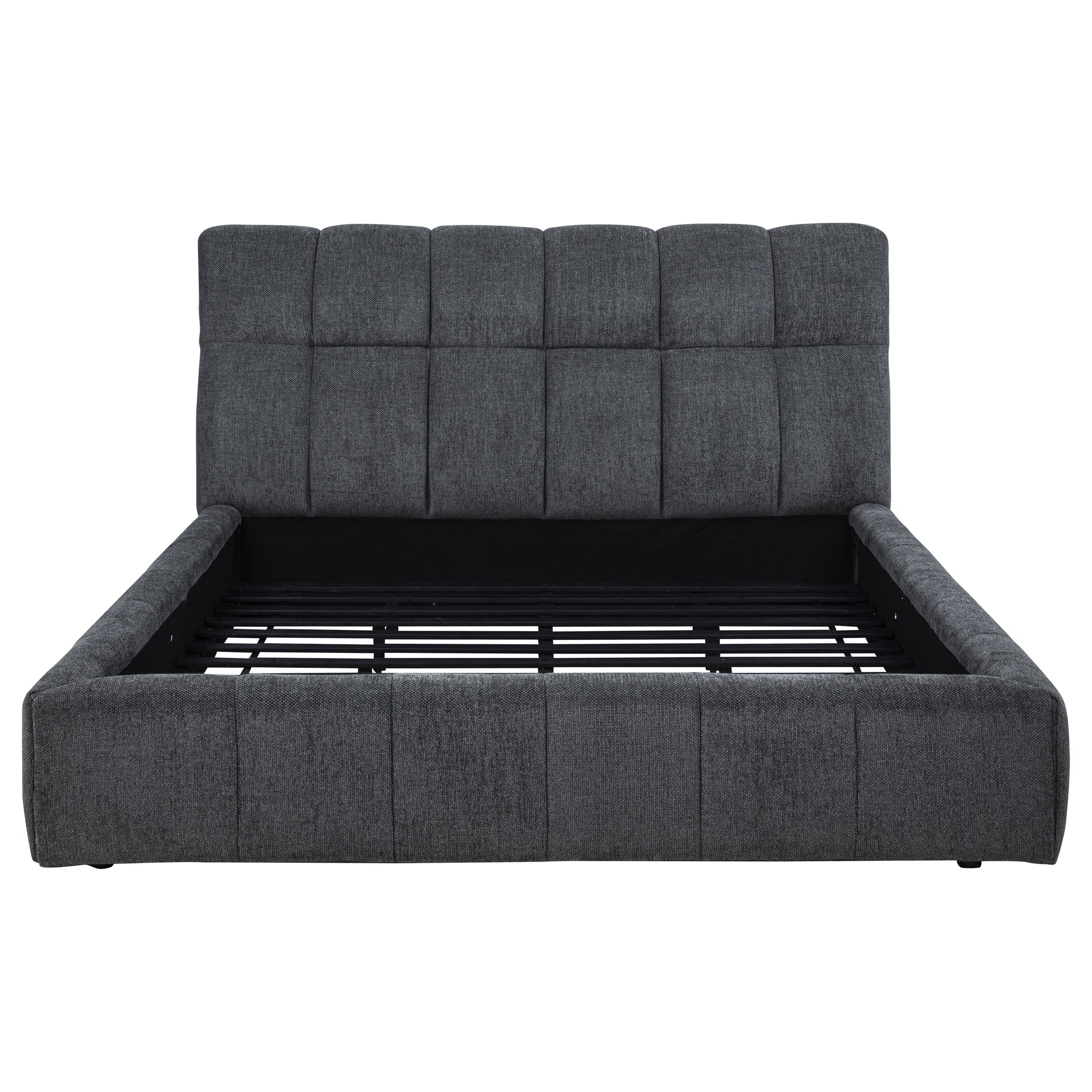 Nollet 48-inch Upholstered Eastern King Platform Bed Grey — view 4