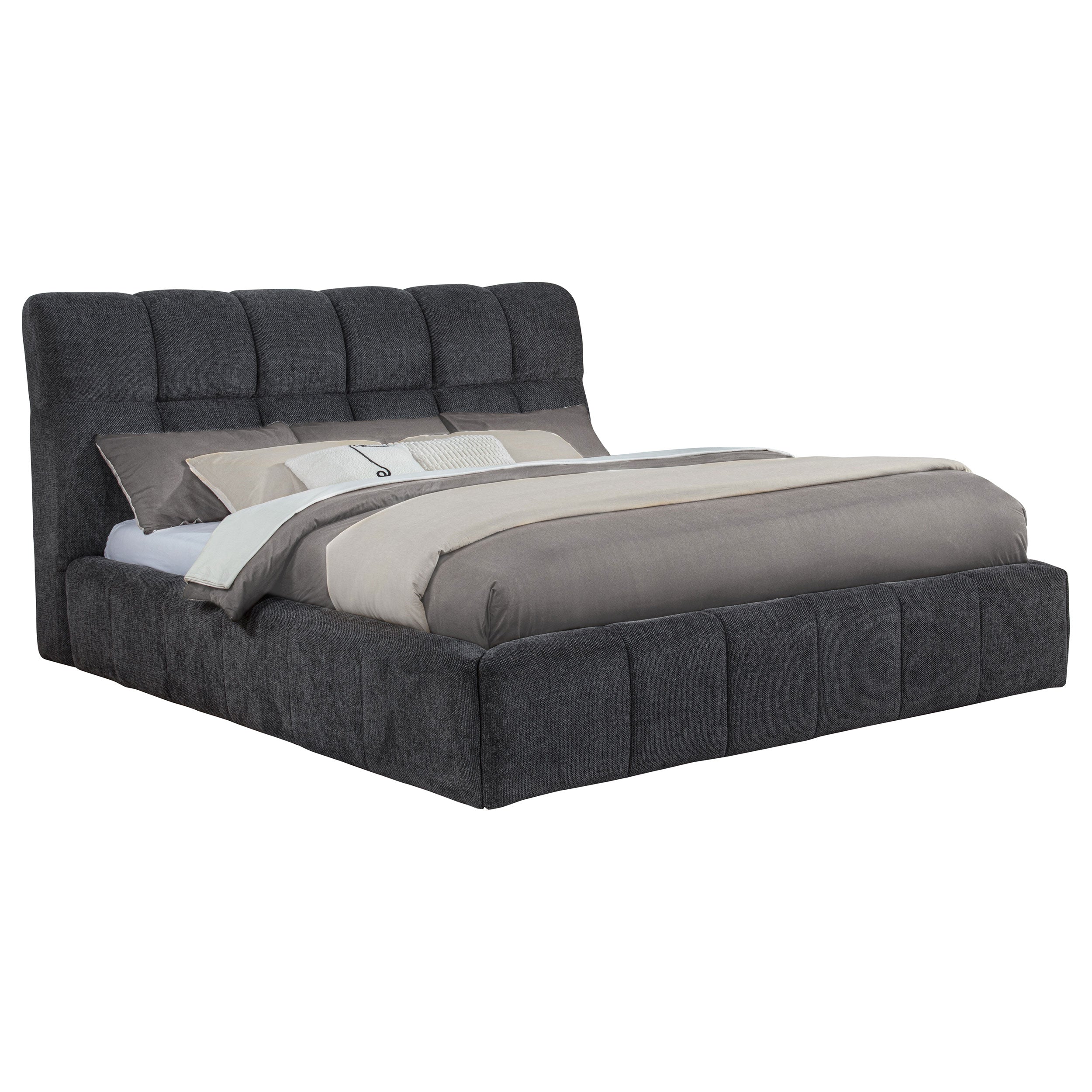 Nollet 48-inch Upholstered California King Platform Bed Grey — view 1