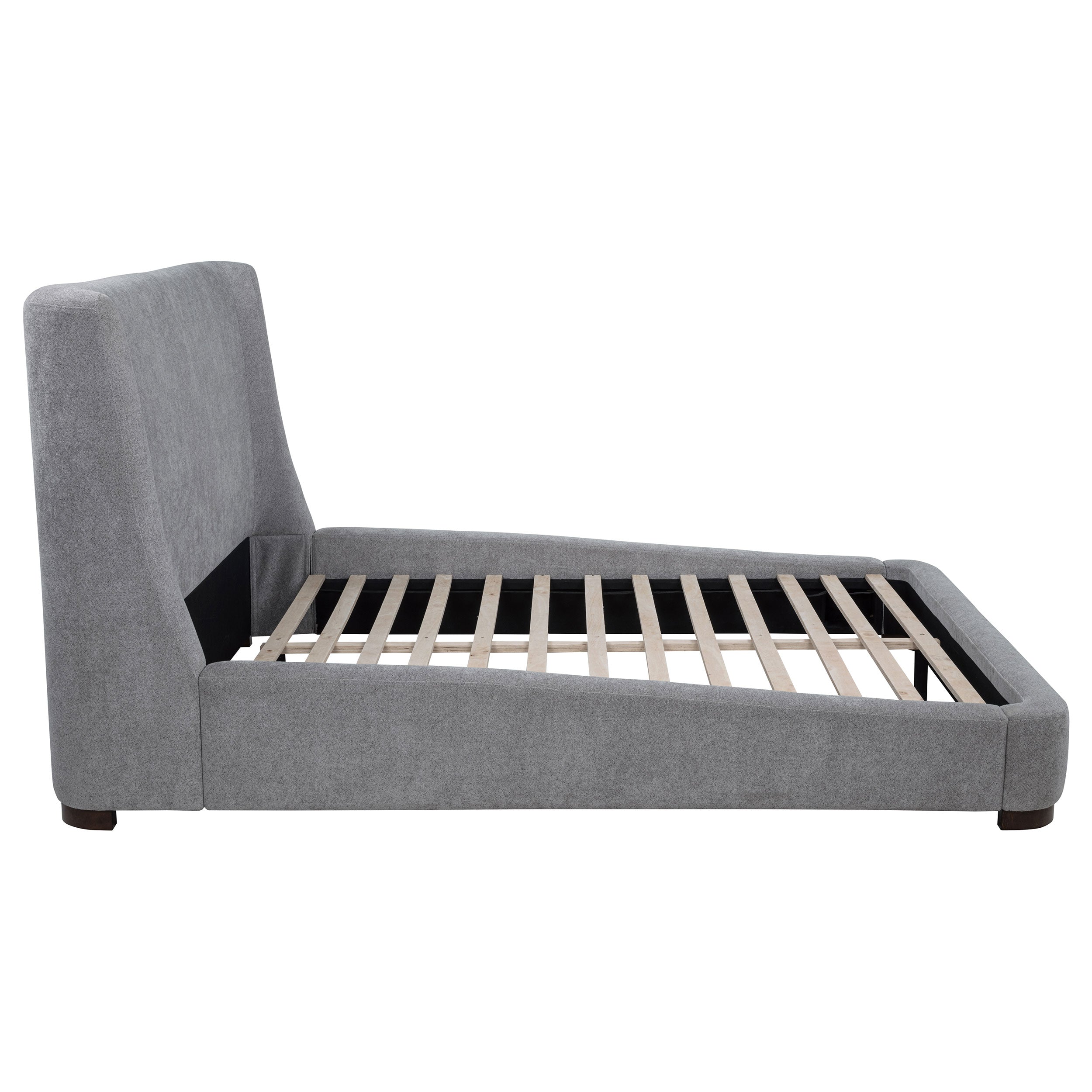 Rennes Upholstered Queen Wingback Platform Bed Grey — view 6