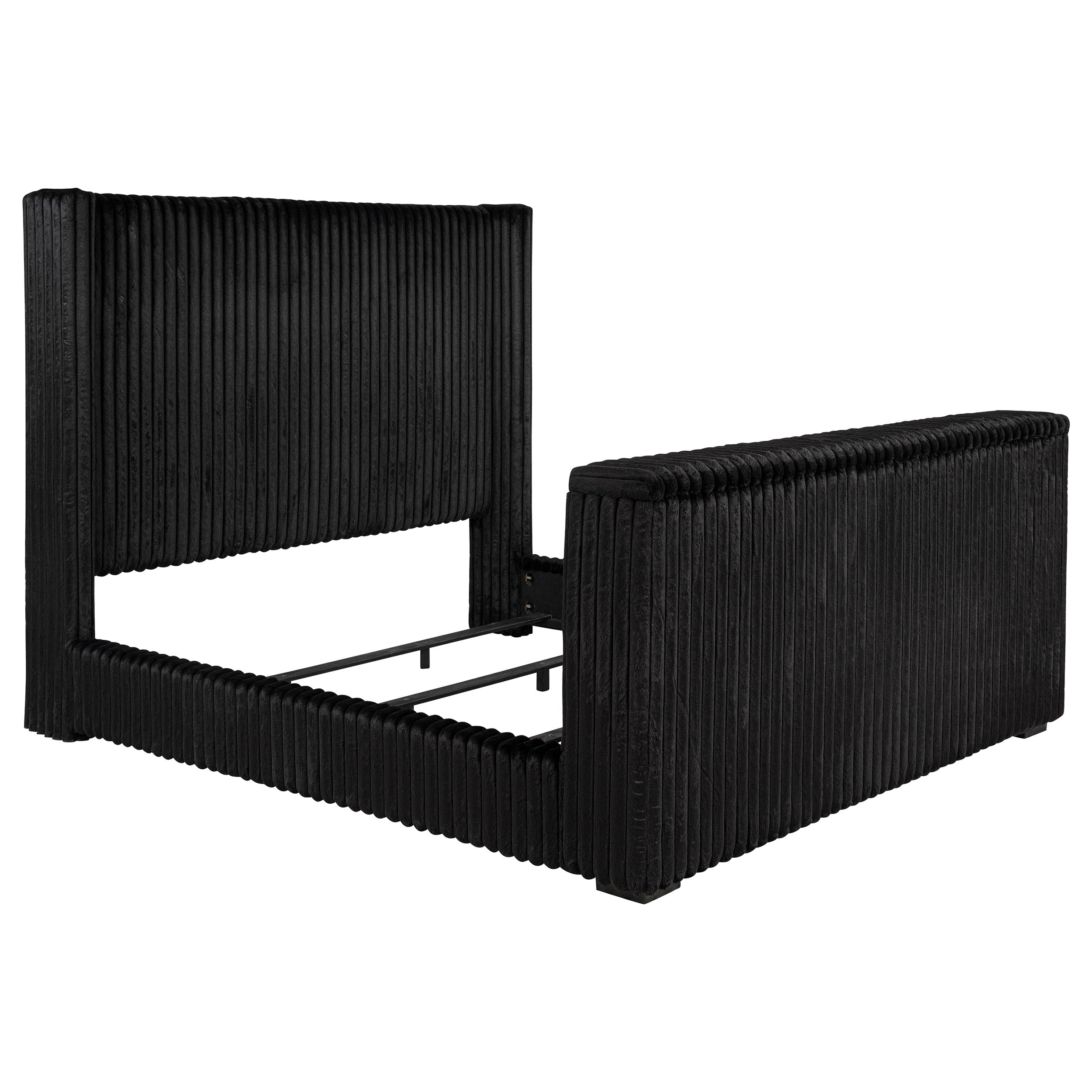 Centergrove Upholstered Eastern King Wingback TV Bed Black — view 1