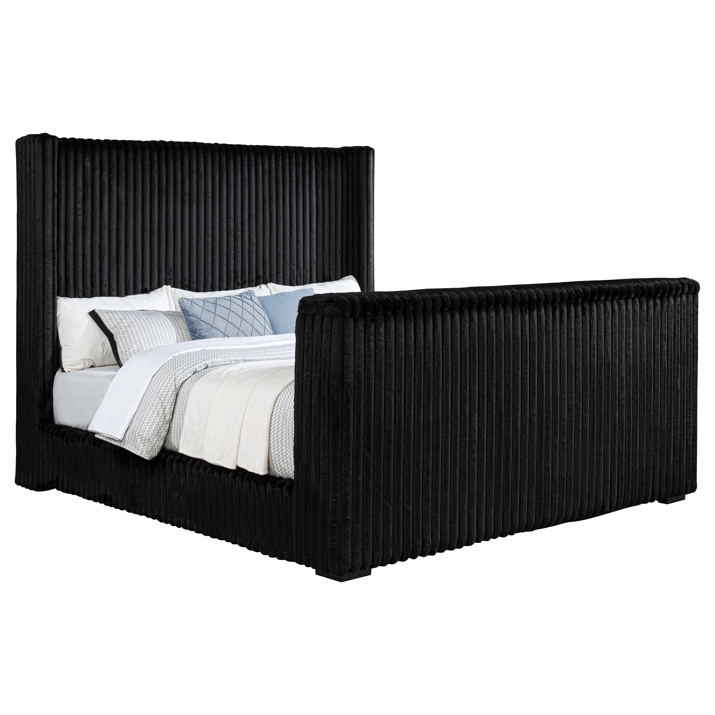 Centergrove Upholstered Eastern King Wingback TV Bed Black — view 4