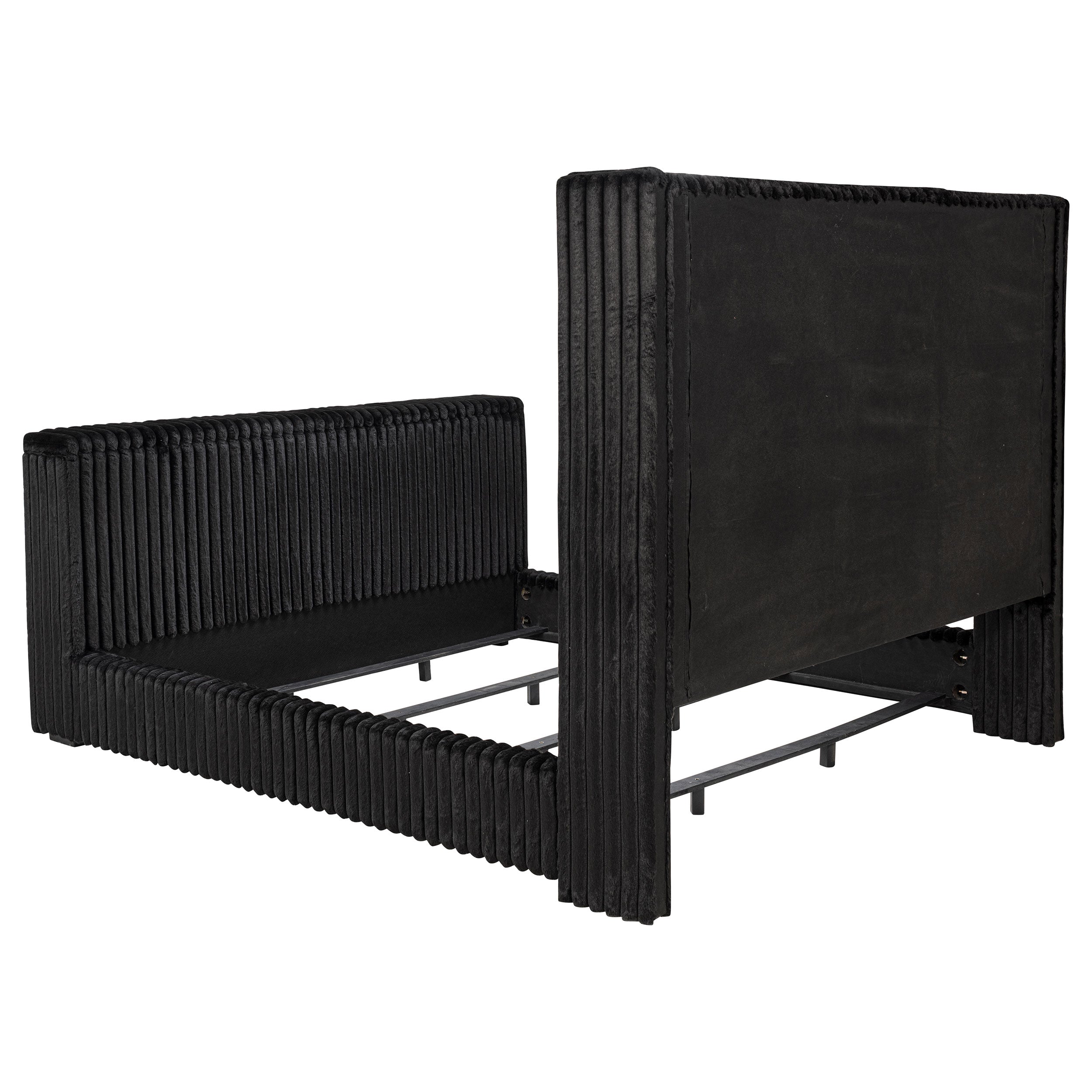 Centergrove Upholstered Eastern King Wingback TV Bed Black — view 7