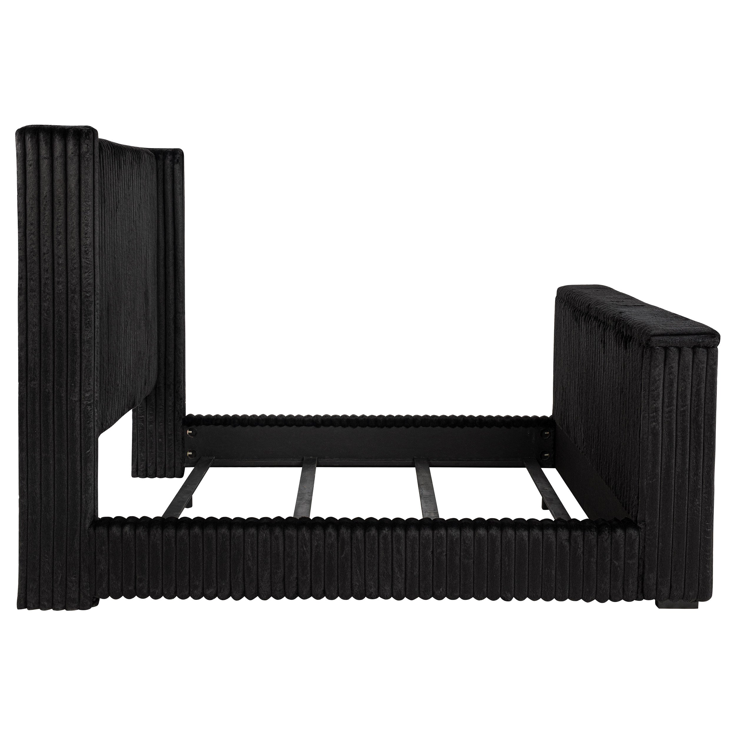 Centergrove Upholstered Eastern King Wingback TV Bed Black — view 8