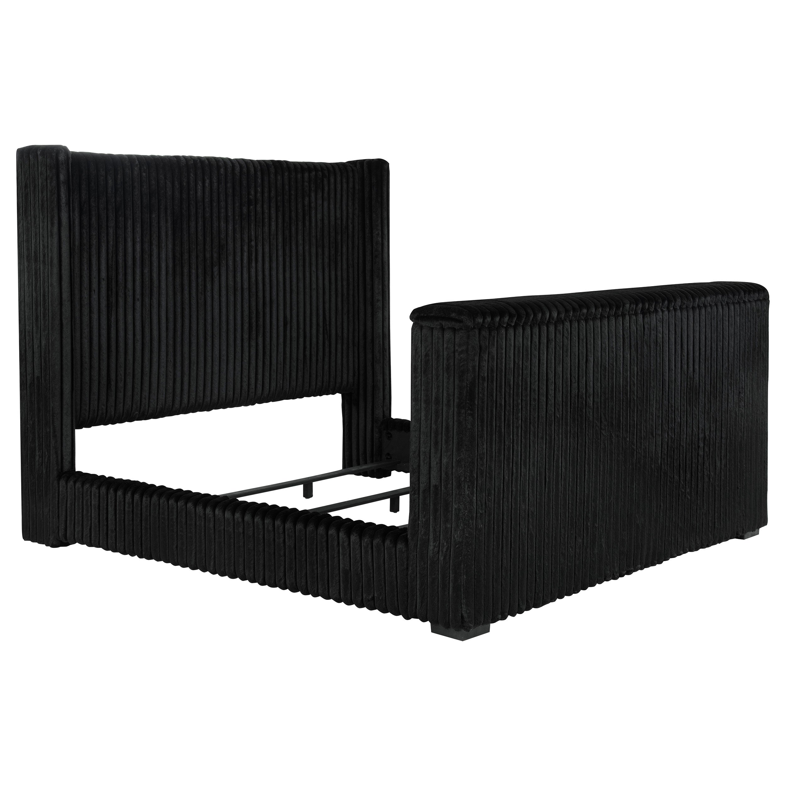Centergrove Upholstered California King Wingback TV Bed Black — view 1