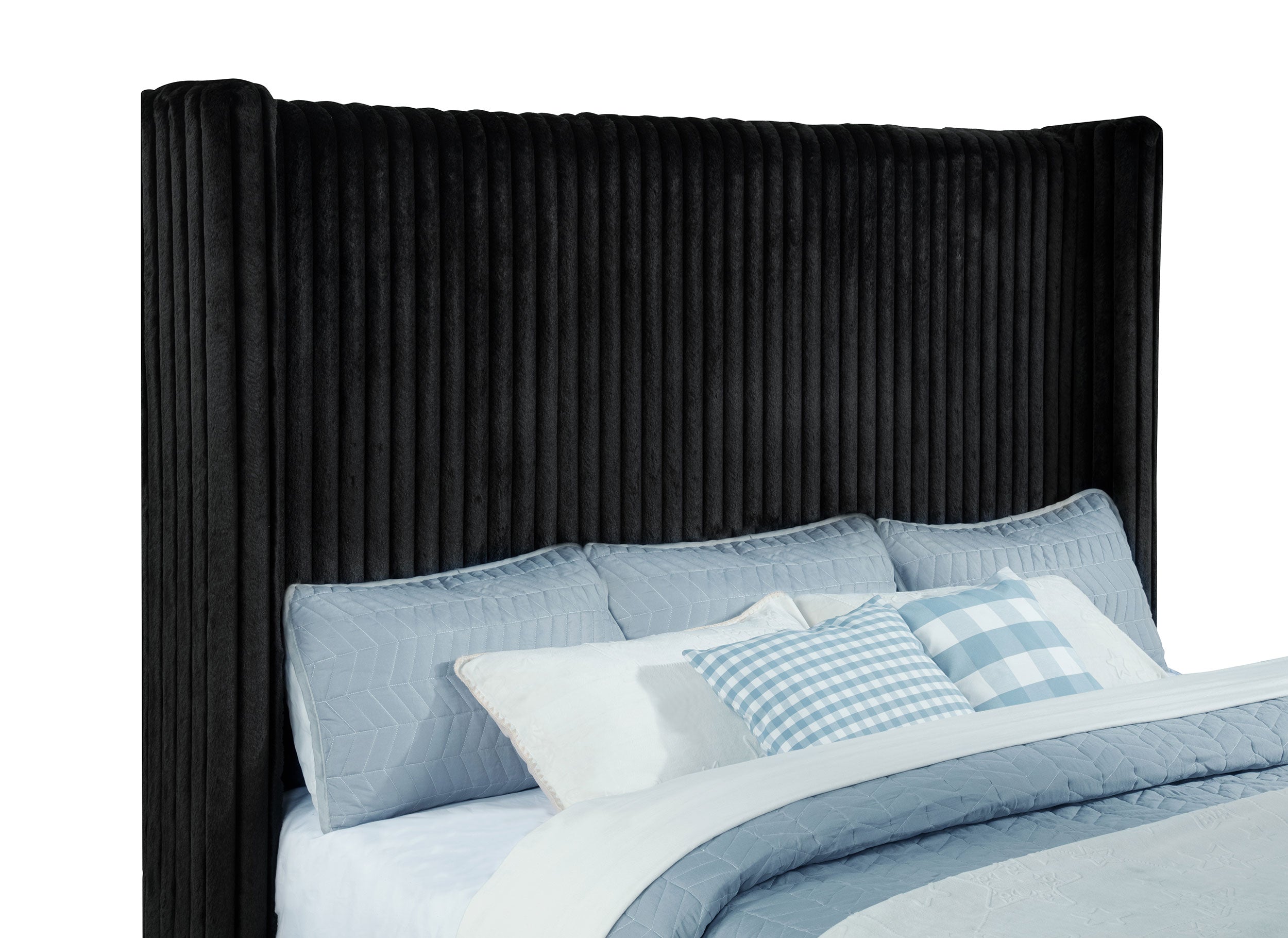 Centergrove Upholstered California King Wingback TV Bed Black — view 9