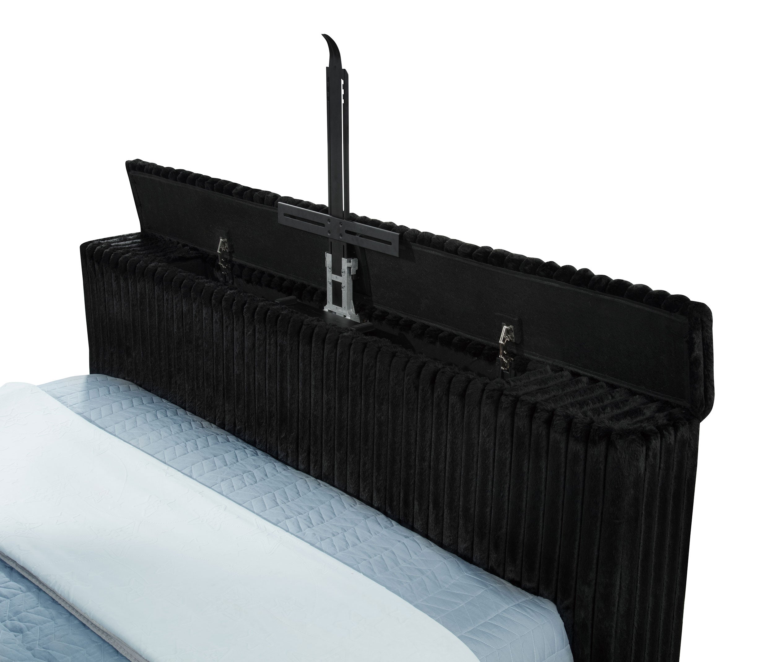 Centergrove Upholstered California King Wingback TV Bed Black — view 10